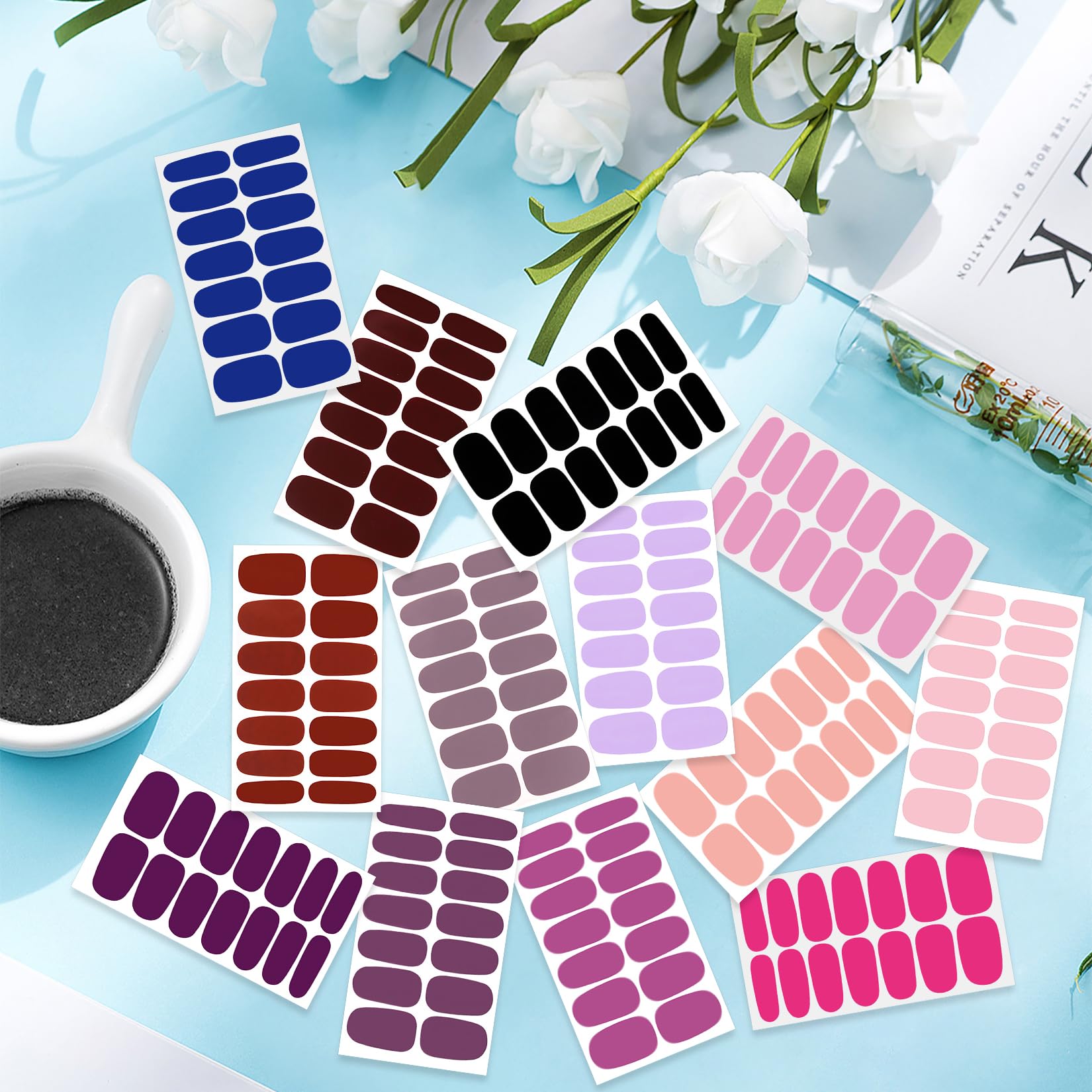 YECIRALA 20 Sheets Gel Nail Strips with File Set – Mix Colors