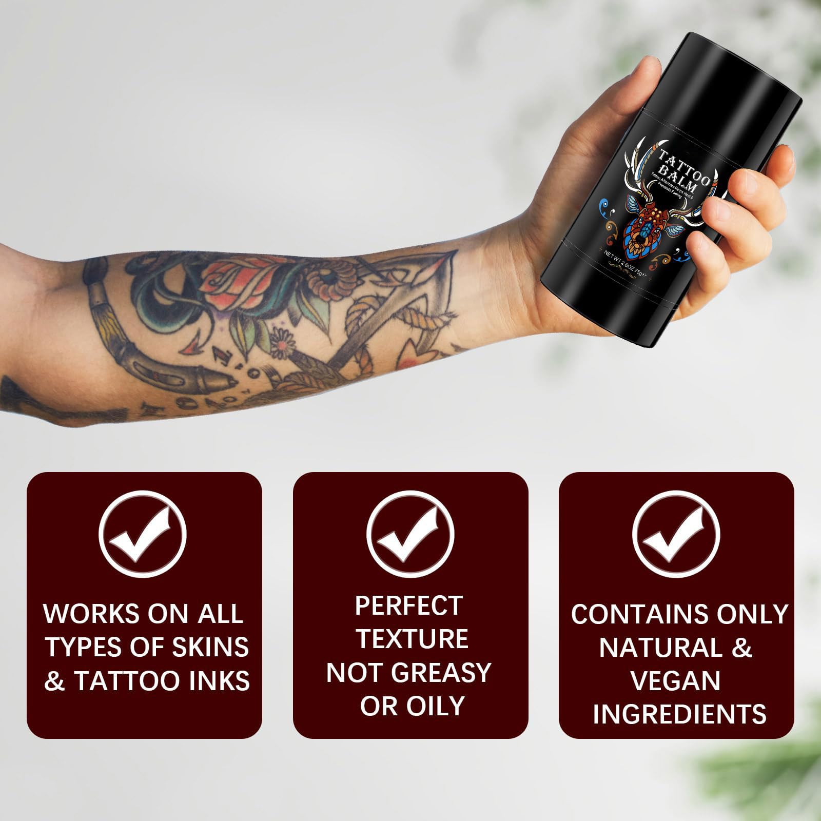 Yecuce Tattoo Aftercare Butter Balm – 2.6 oz Natural Organic Moisturizer for New & Old Tattoos