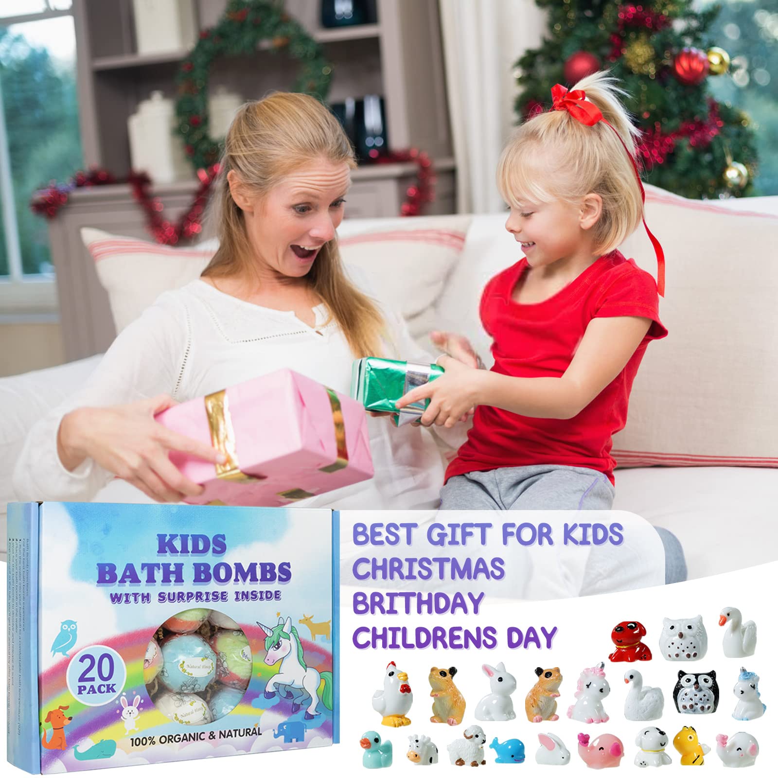 Yekery Bath Bomb Gift Set – 20 Pack with Surprise Toys Inside | Kids Safe Handmade Fizzy Balls