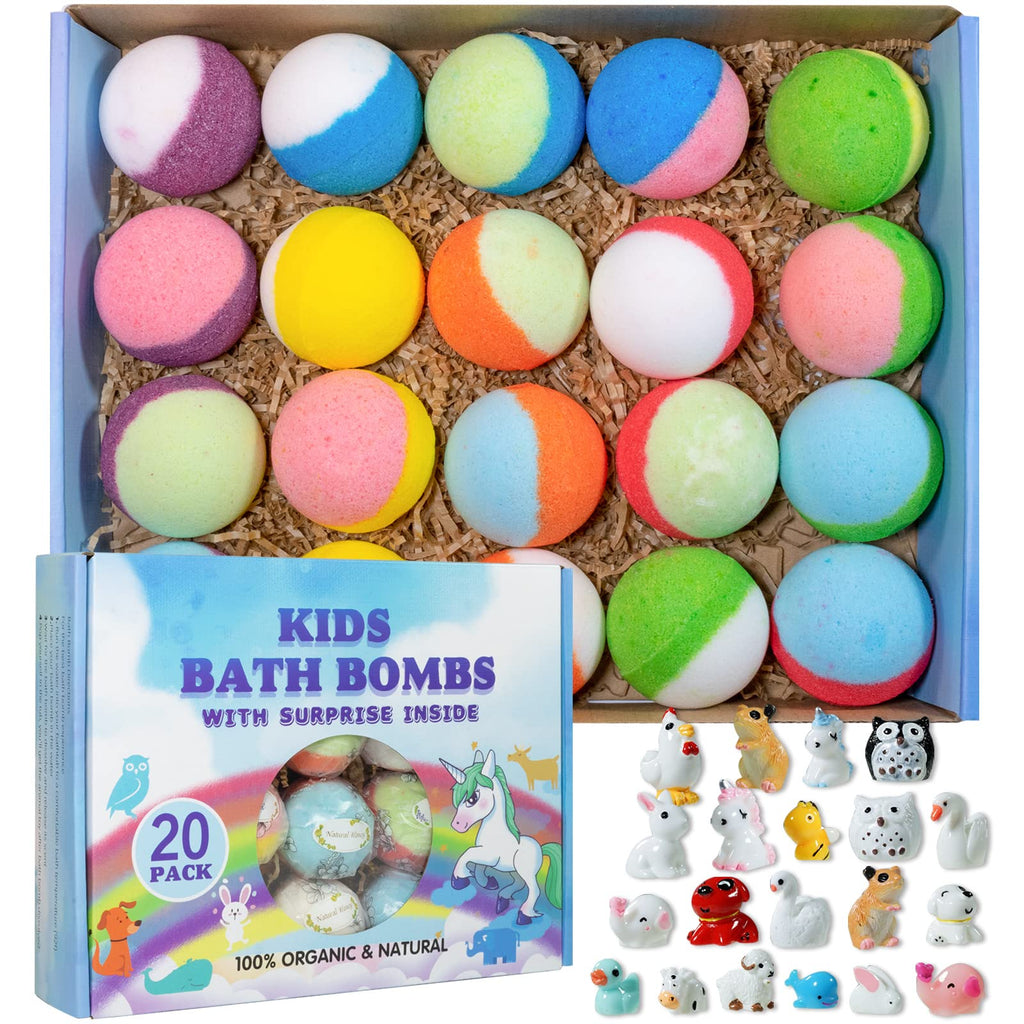 Yekery Bath Bomb Gift Set – 20 Pack with Surprise Toys Inside | Kids Safe Handmade Fizzy Balls