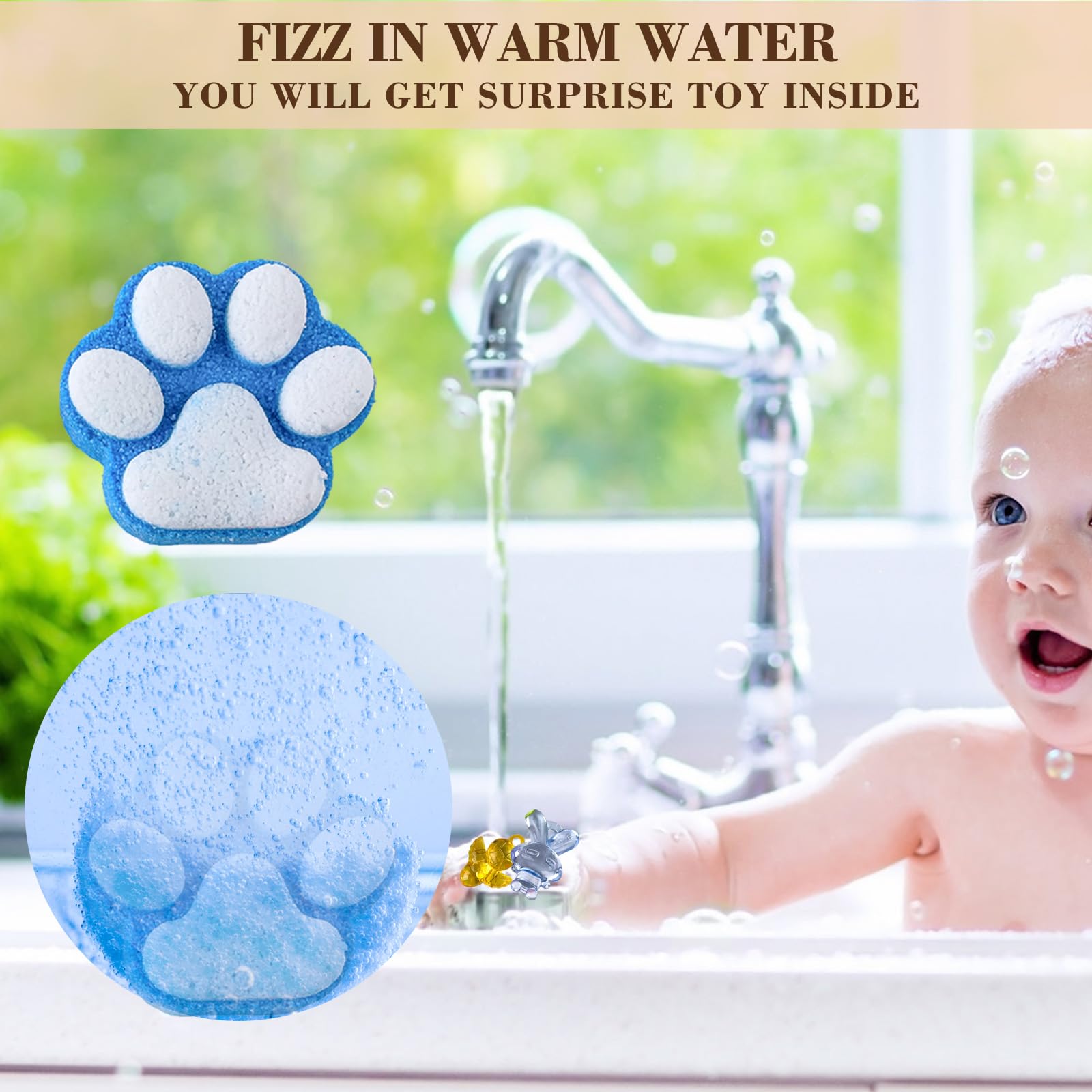 Yekery Paw Bath Bombs for Kids – 12 Surprises Inside, Organic Handmade Gift Set