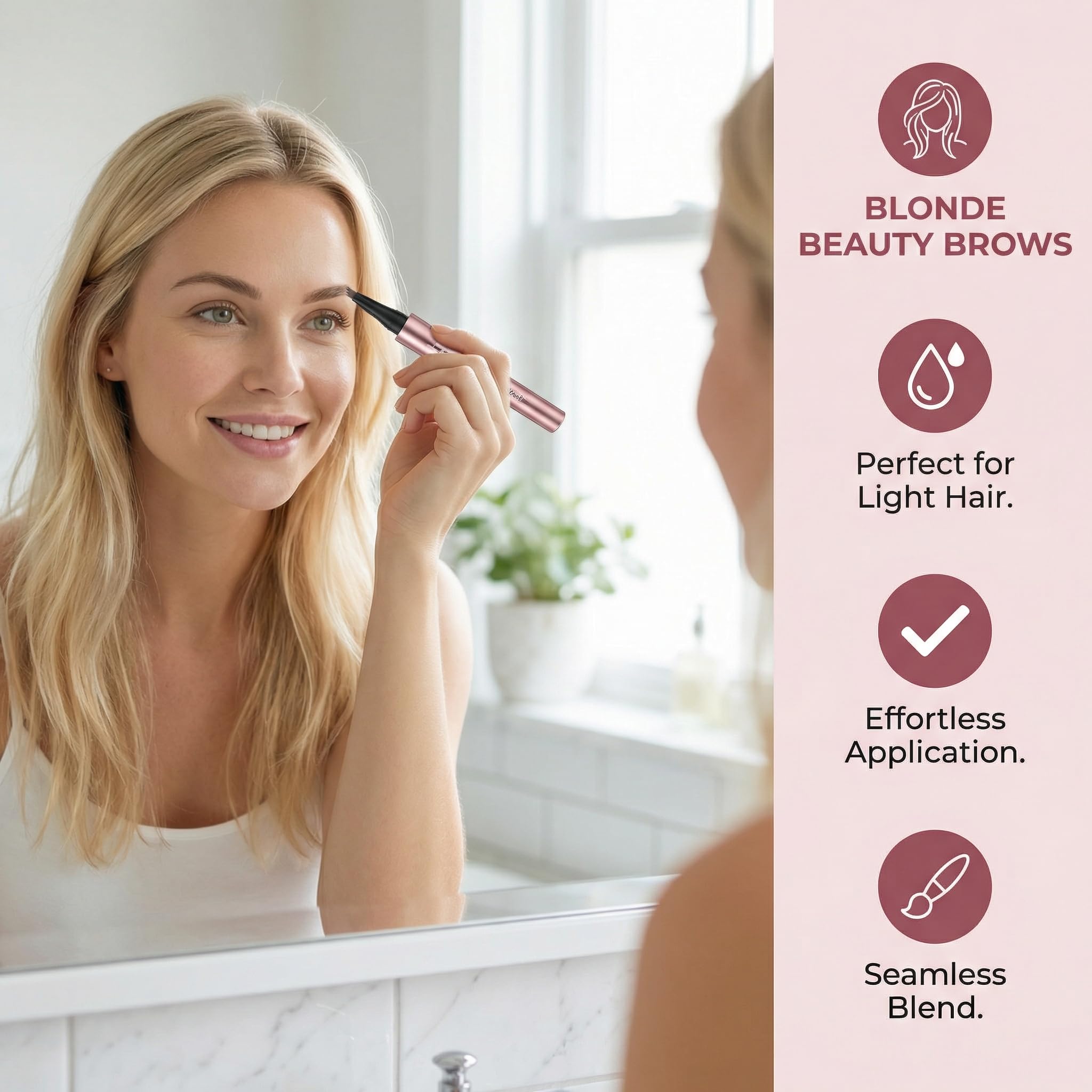 YeMoMo 4-Tip Eyebrow Pen - Hair-Like Strokes, 24Hr Waterproof, Rose Gold (5#Brown) - 6 Colors