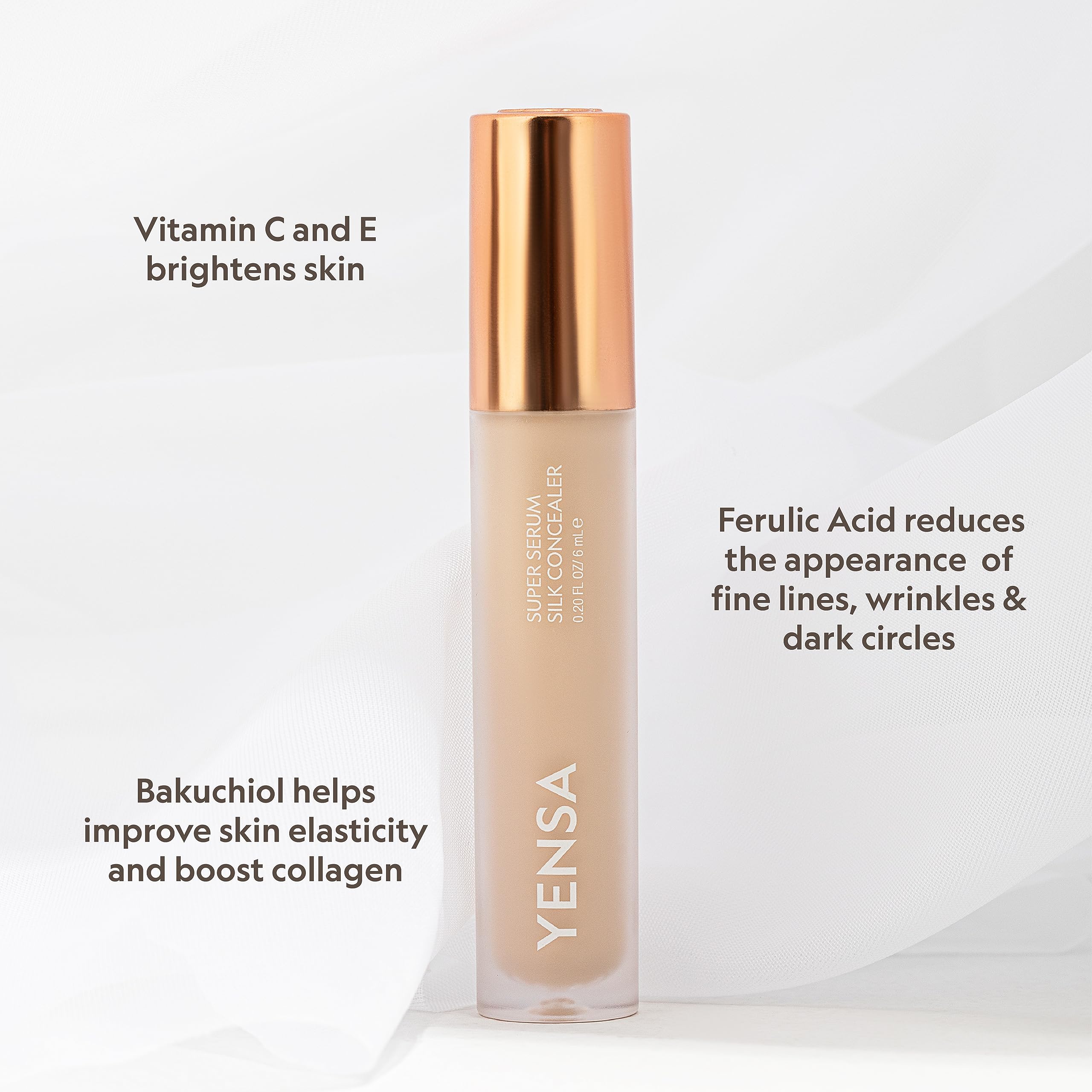 YENSA Super Serum Silk Concealer – Full Coverage Undereye Serum with 8 Superfoods | Light 1