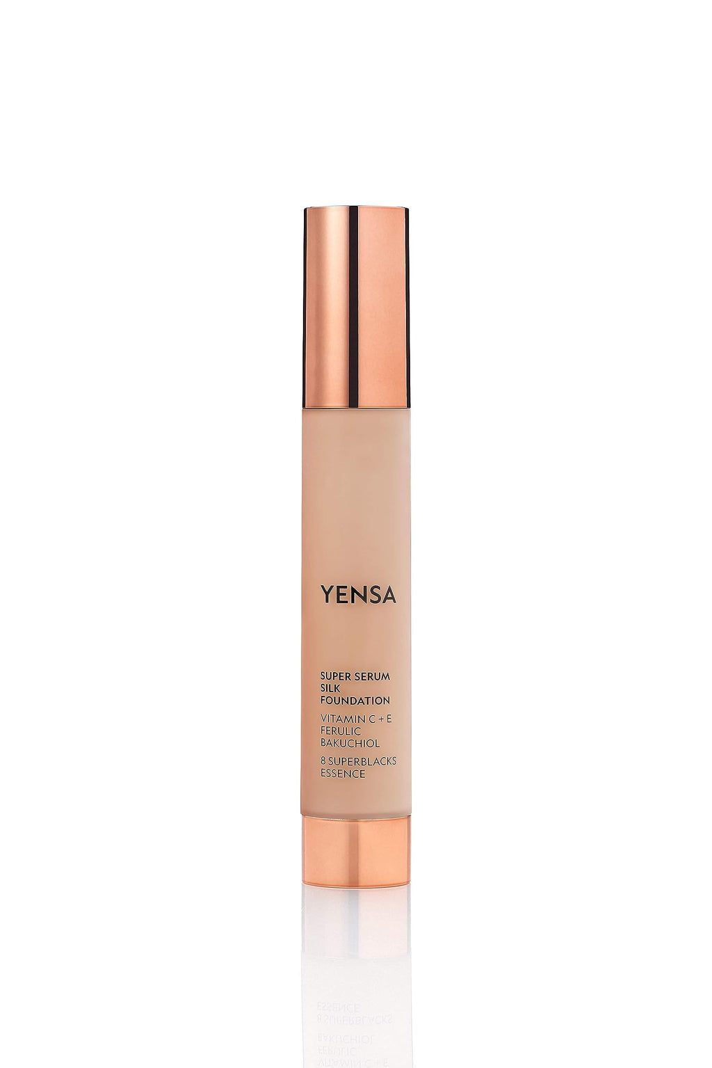 YENSA Serum Foundation Makeup - Super Silk Full Coverage with Peptides, Vitamin C & Ferulic Acid | Tan 1 (1 oz)