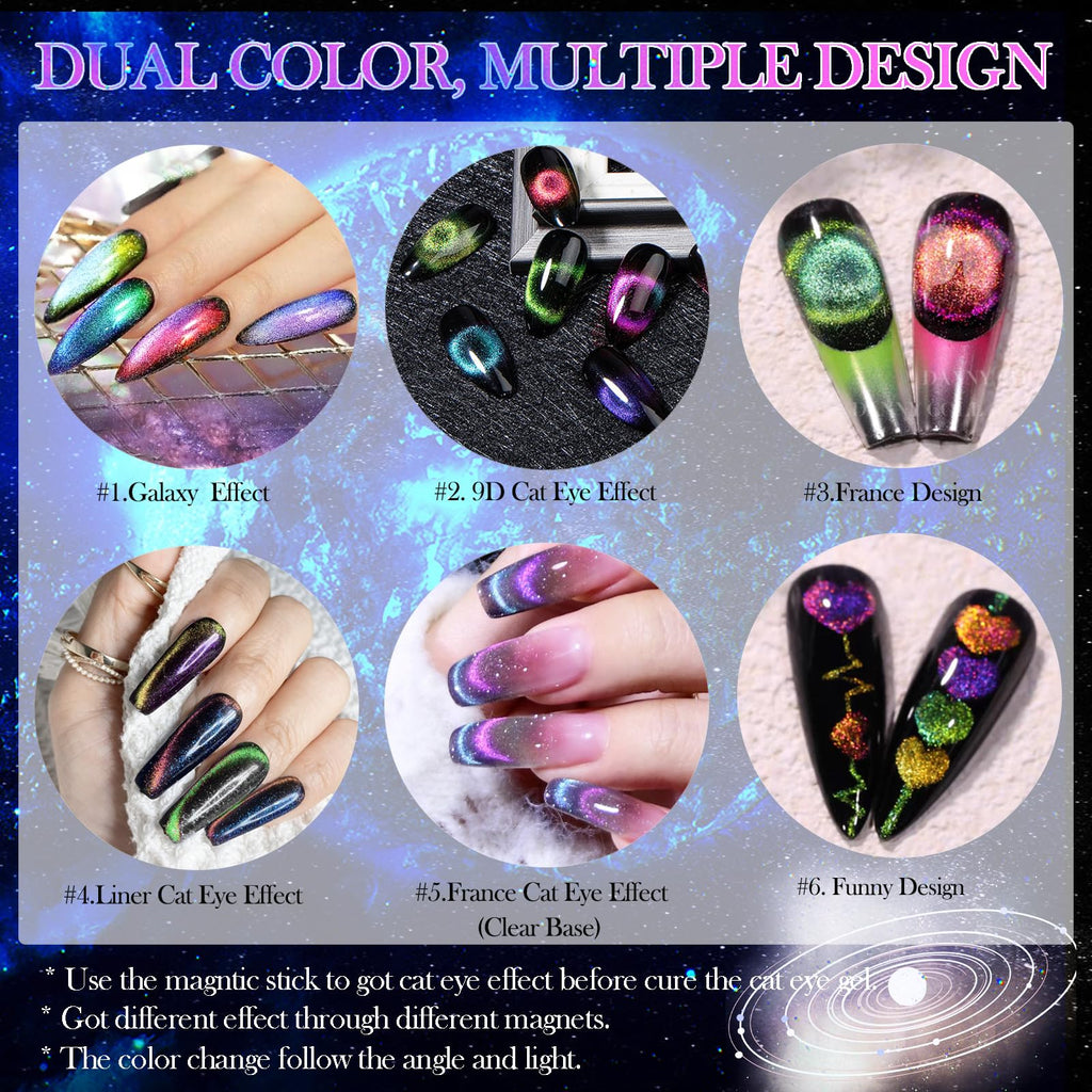 YEPYEPGO 9D Cat Eye Gel Nail Polish Set – 12 Colors with Magnet for Galaxy/Chameleon Effects