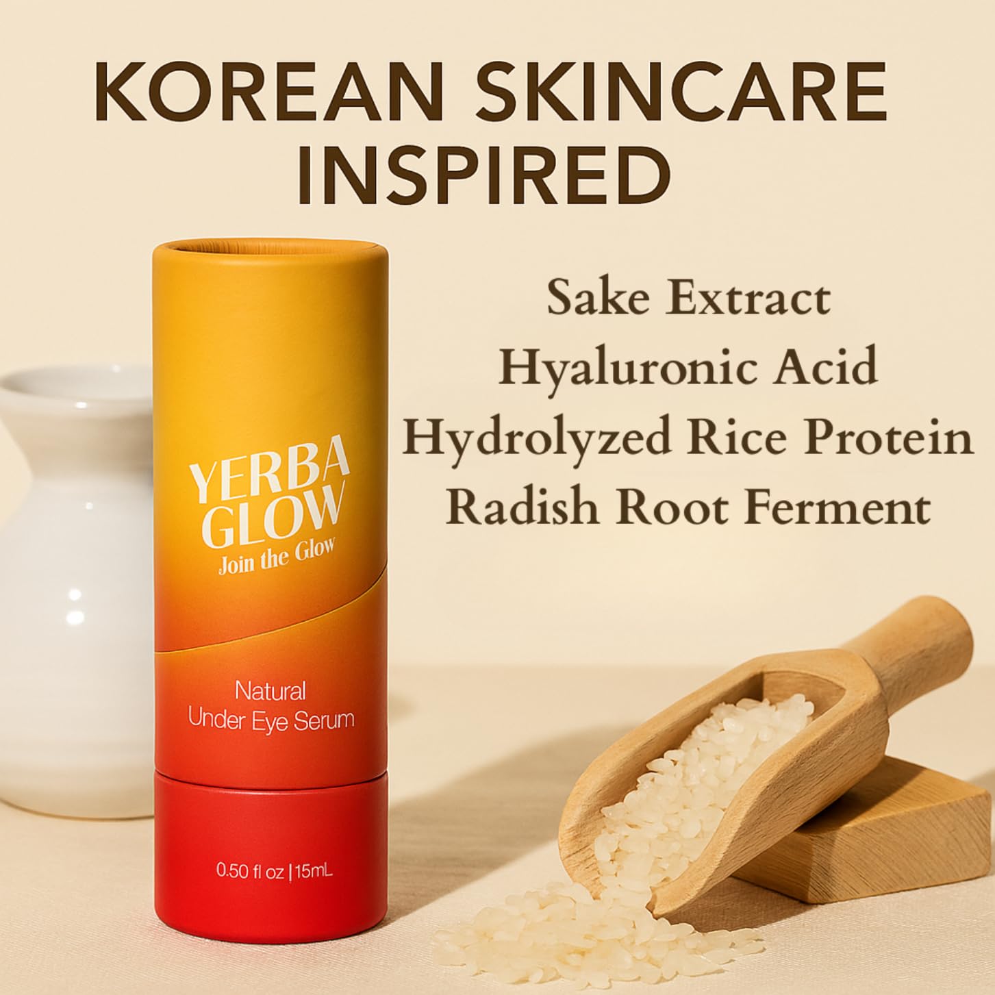 Yerba Glow Caffeine Eye Cream | Natural Under Eye Serum for Dark Circles & Puffiness