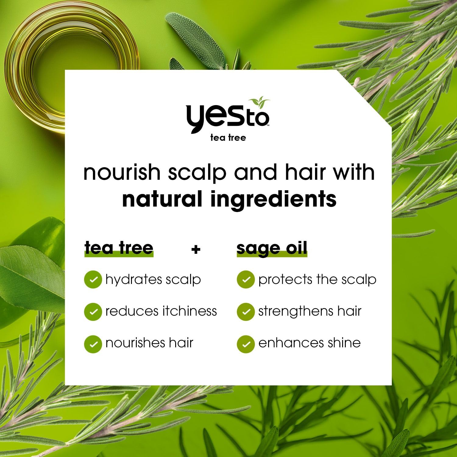 Yes To Tea Tree Scalp Relief Shampoo – pH-Balanced Calming Cleanser with Tea Tree & Sage Oil, 12 fl oz, 2-Pack, Natural & Cruelty-Free