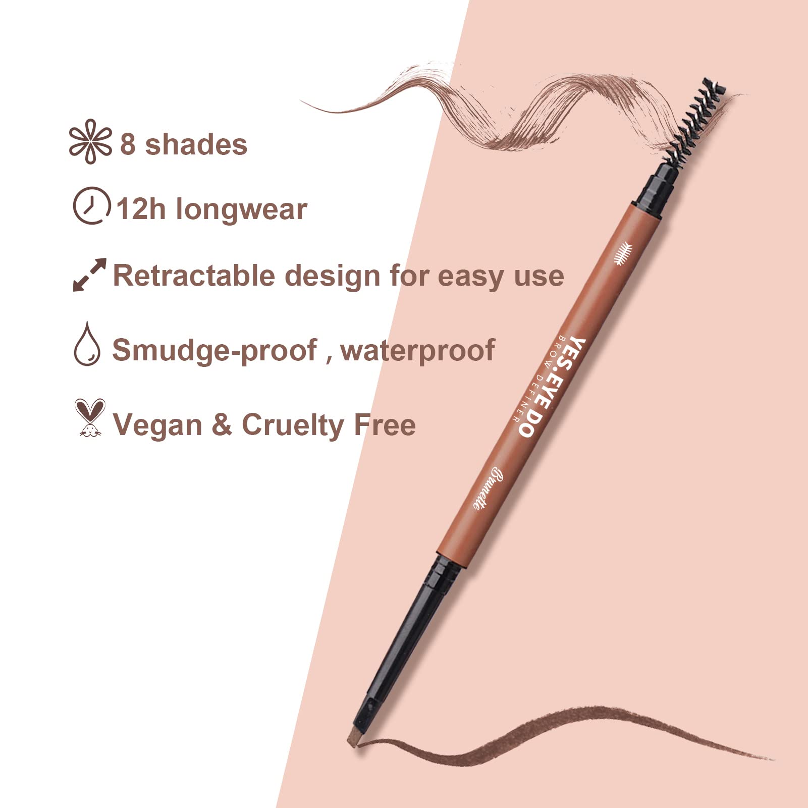 Auburn Eyebrow Pencil by YES.EYE DO — Waterproof Auto Brow Pen with Spoolie