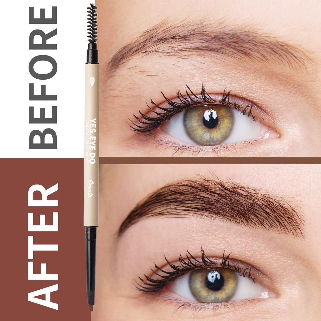 YES.EYE DO Eyebrow Pencil Deep Brown – Dual-Ended Waterproof Brow Pen with Hair-Like Strokes (Chocolate)