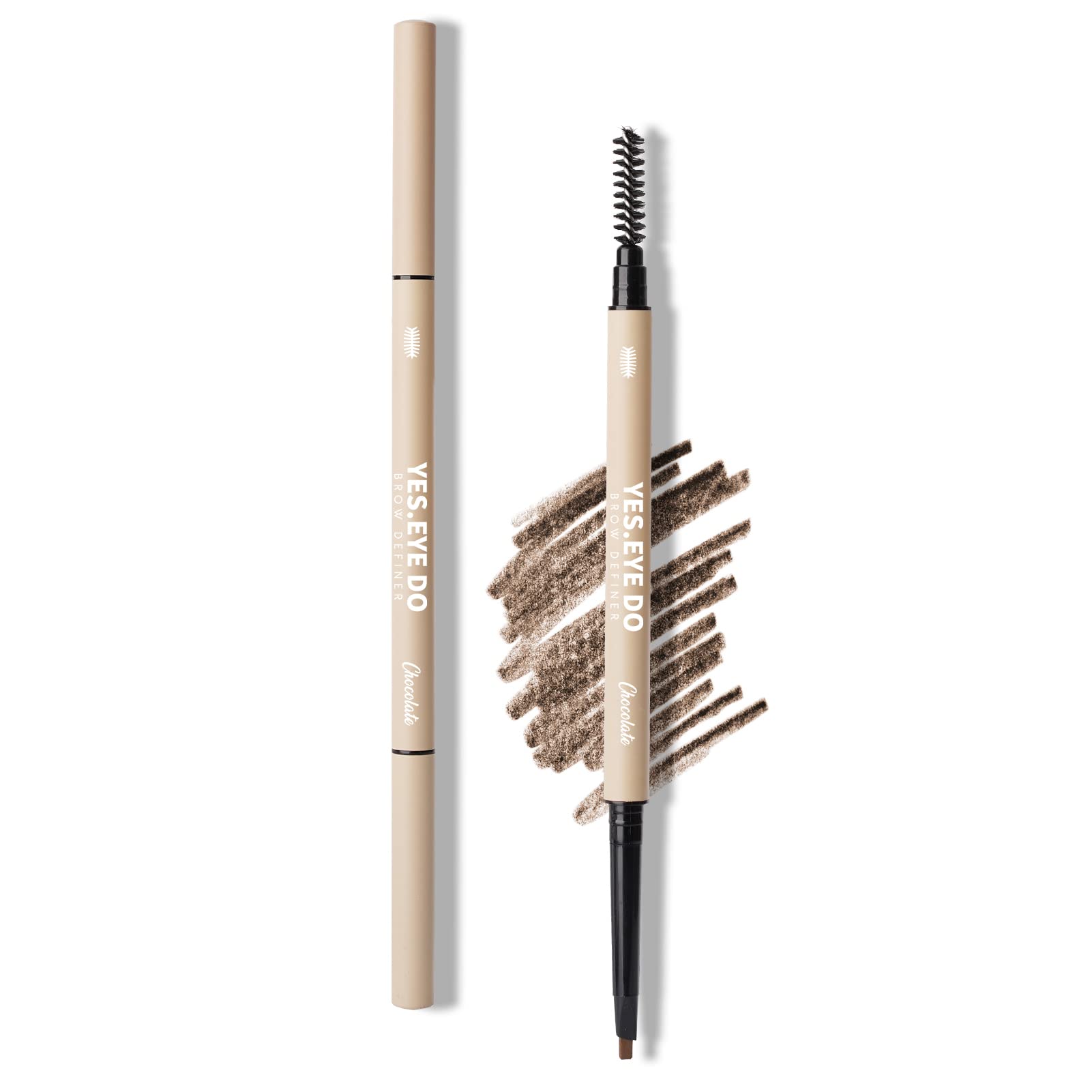 YES.EYE DO Eyebrow Pencil Deep Brown – Dual-Ended Waterproof Brow Pen with Hair-Like Strokes (Chocolate)