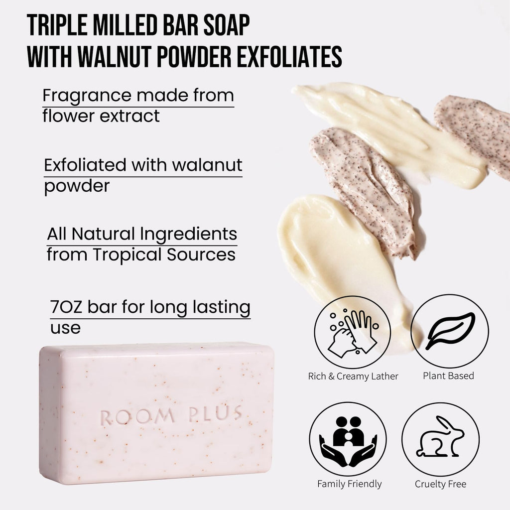 YESUN Fragrance Bar Soap – 2-Pack, 14 oz, Organic Oils, Floral Scent, Walnut Powder Exfoliation