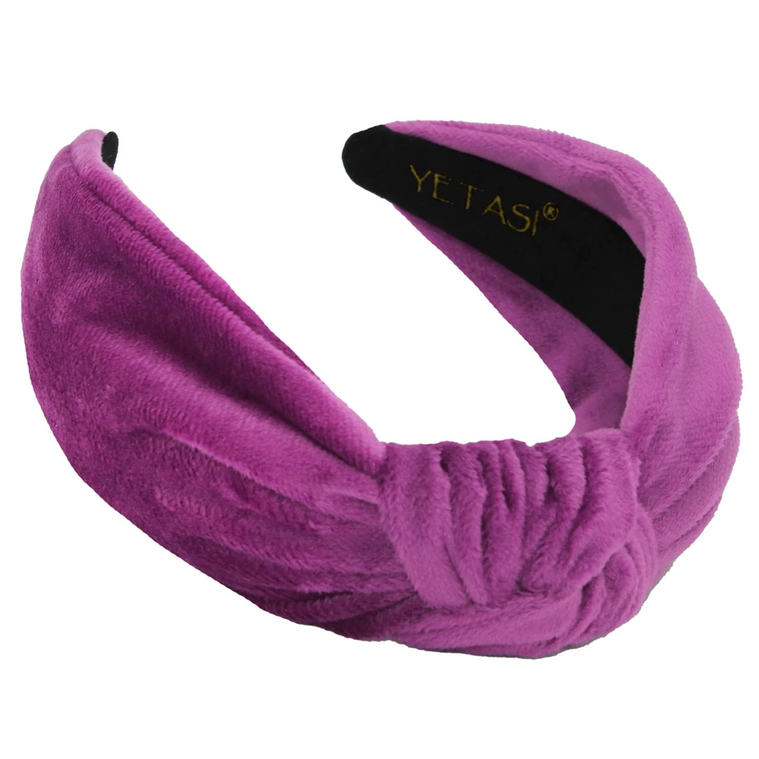 YETASI Orchid Purple Velvet Headbands for Women | Knotted Top Knot Hairband