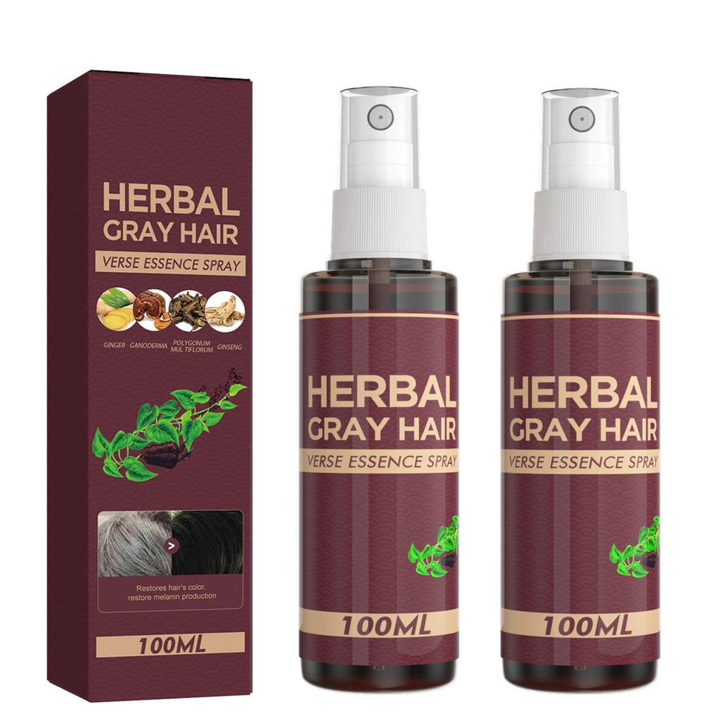 YG LianKai 2Pcs Herbal Essence Hair Spray – Gray Hair Verse Essence Spray, Gradual Natural Hair Darkening (100ml)