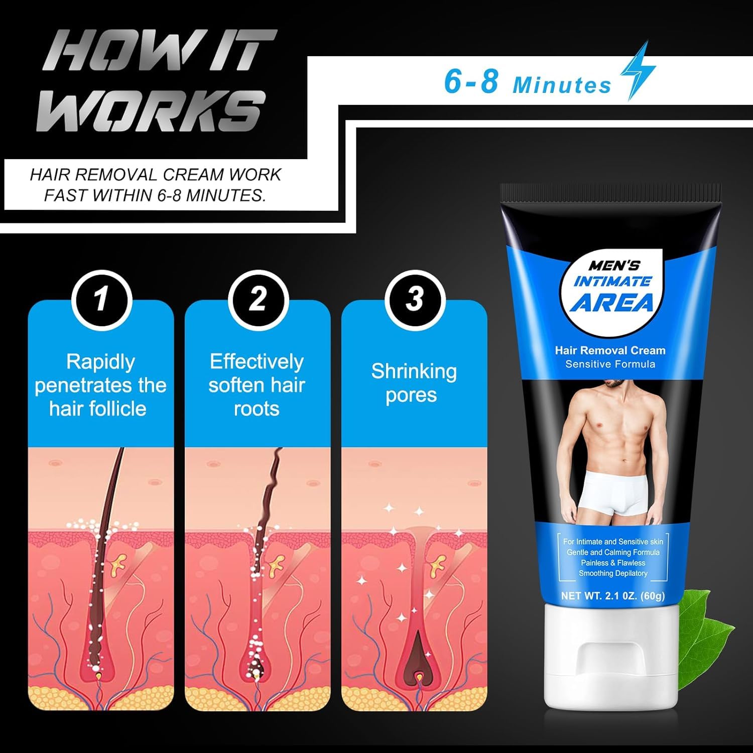 YHFGTTIO Hair Removal Cream for Men – Intimate Area, Painless & Gentle, All Skin Types