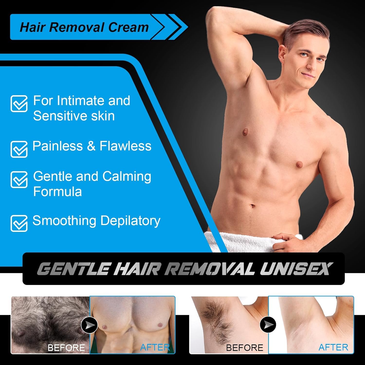 YHFGTTIO Hair Removal Cream for Men – Intimate Area, Painless & Gentle, All Skin Types