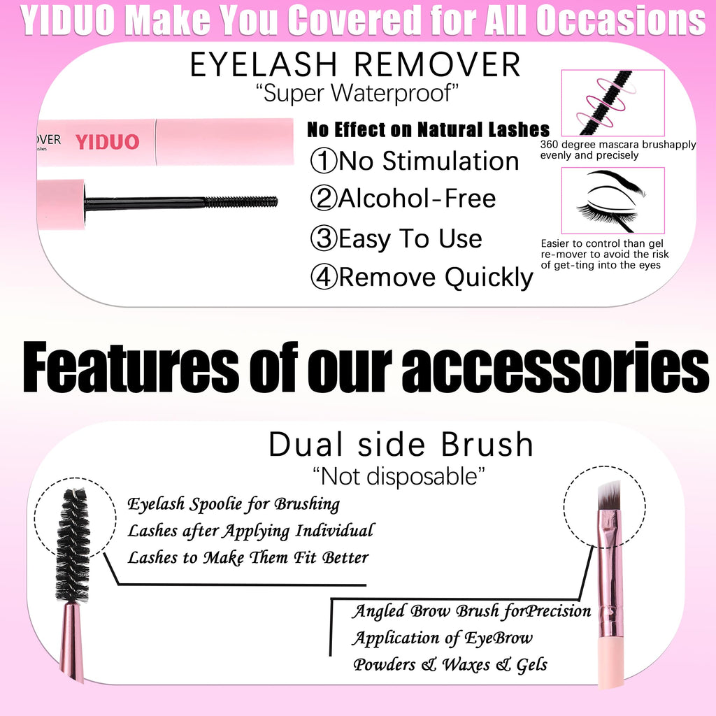 YIDUO Lash Clusters Kit with Spikes Bottom – 808 Pcs DIY Eyelash Extensions (60D/80D/100D)
