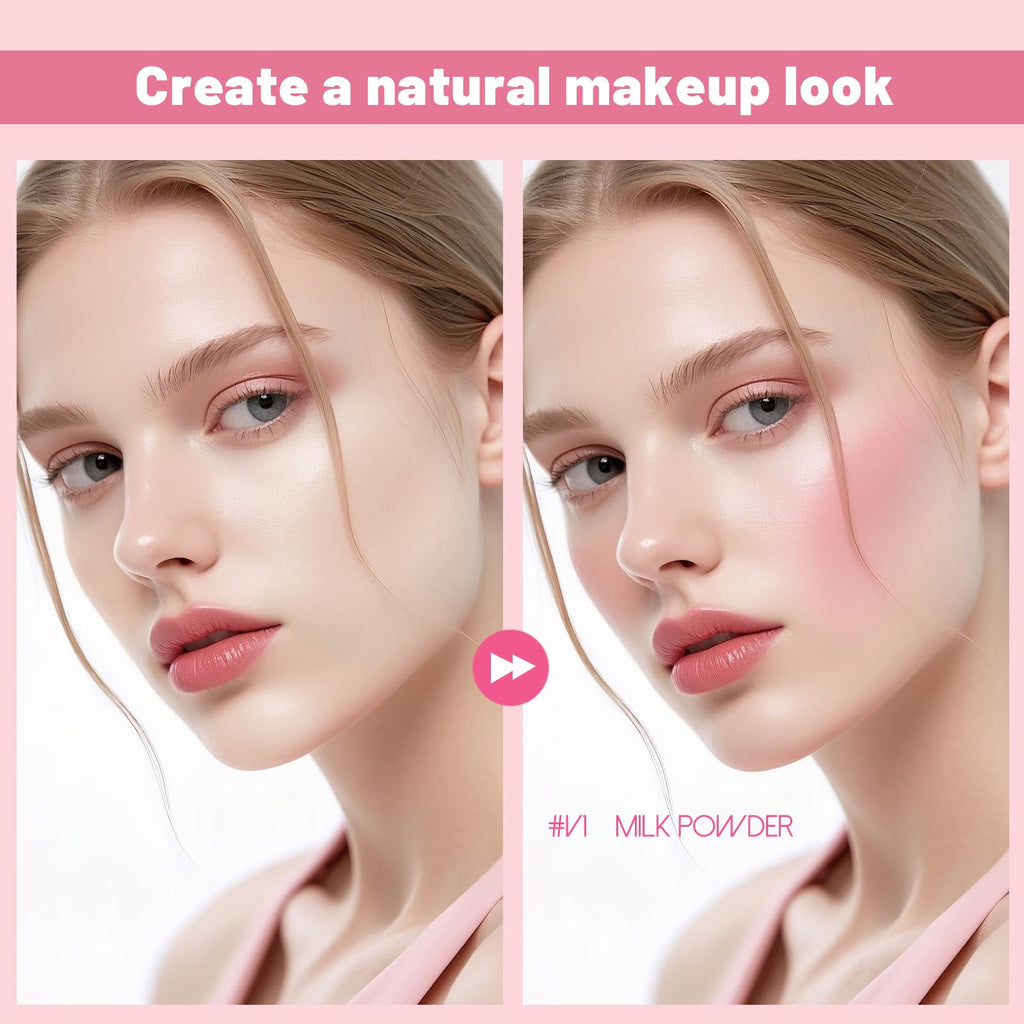 YiGuMy Blush Liquid Makeup Cream Stick – Soft Peach, Weightless Watercolor Finish, Easy Application (V1 Milk Powder)