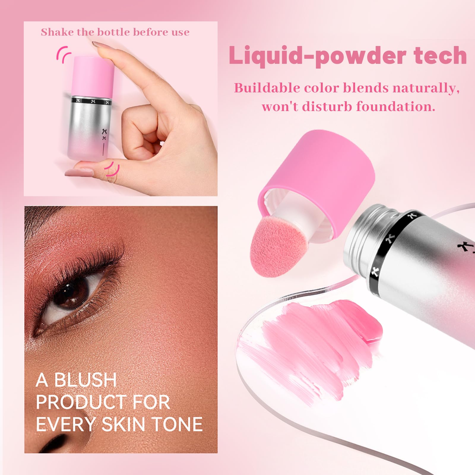 YiGuMy Blush Liquid Makeup Cream Stick – Soft Peach, Weightless Watercolor Finish, Easy Application (V1 Milk Powder)