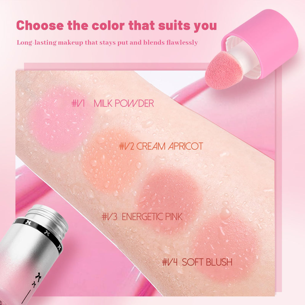 YiGuMy Blush Liquid Makeup Cream Stick – Soft Peach, Weightless Watercolor Finish, Easy Application (V1 Milk Powder)