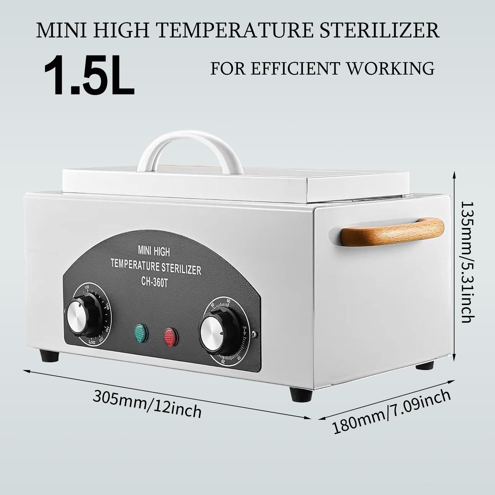 YIHAOSSING High Temperature Sterilizer Autoclave 110V, 1.5L – Nail, Hair & Beauty Tool Sterilizer with Timer
