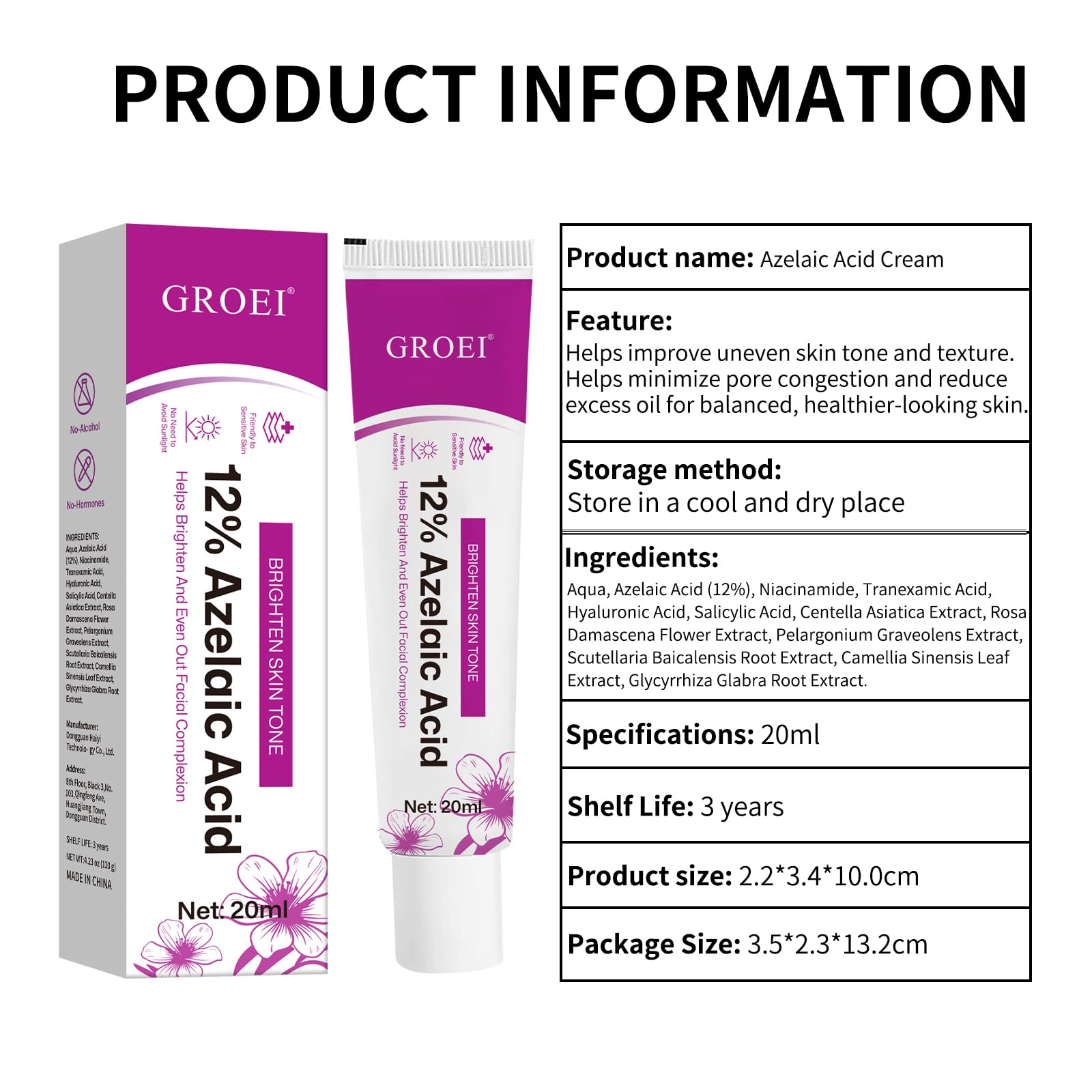 YILEST Azelaic Acid 12% Serum with Niacinamide & Hyaluronic Acid – 2PC