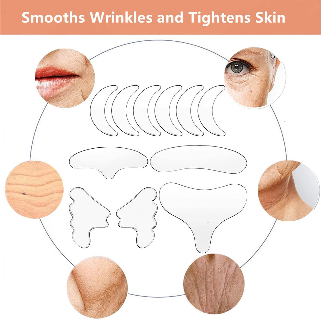 YISHIQI Neck, Chest & Face Wrinkle Patches — Reusable Silicone Pads (11 pcs)