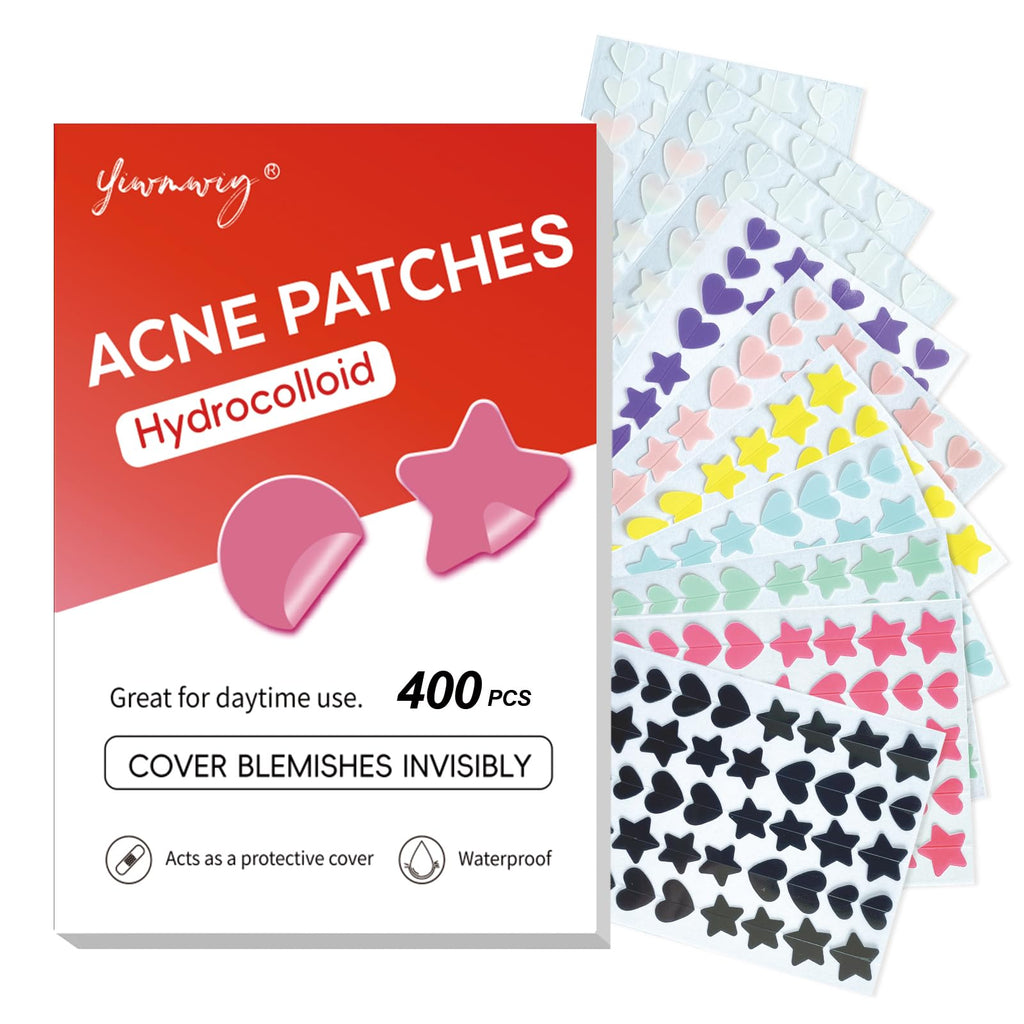 YIWMWIY Bright Shimmer Pimple Patches – 400 Count, 3 Sizes (10/12/14mm) with Tea Tree, Salicylic Acid & Centella