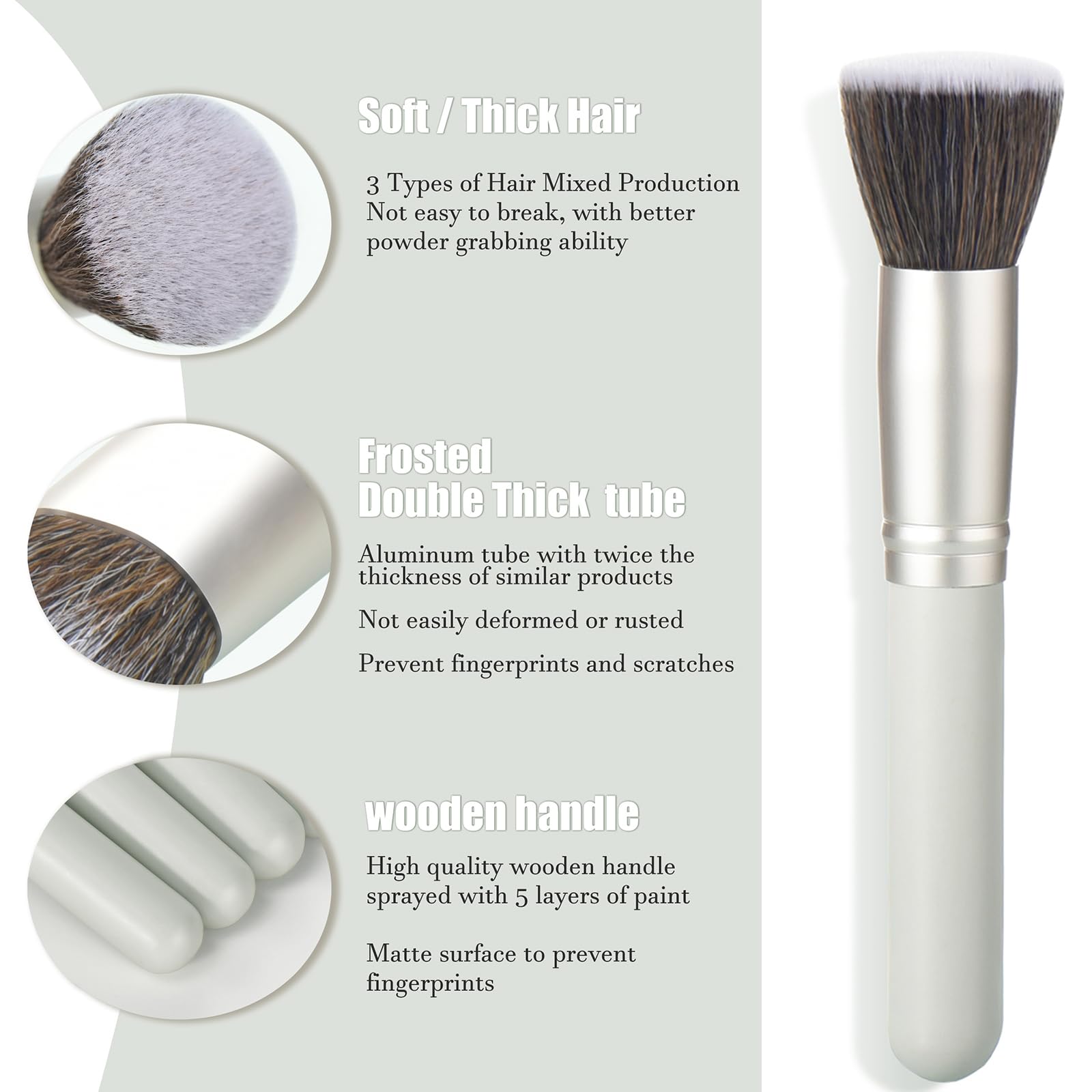 YJ-Anyue Gift Ready 14-Piece Grayish Green Makeup Brush Set with Wooden Handles