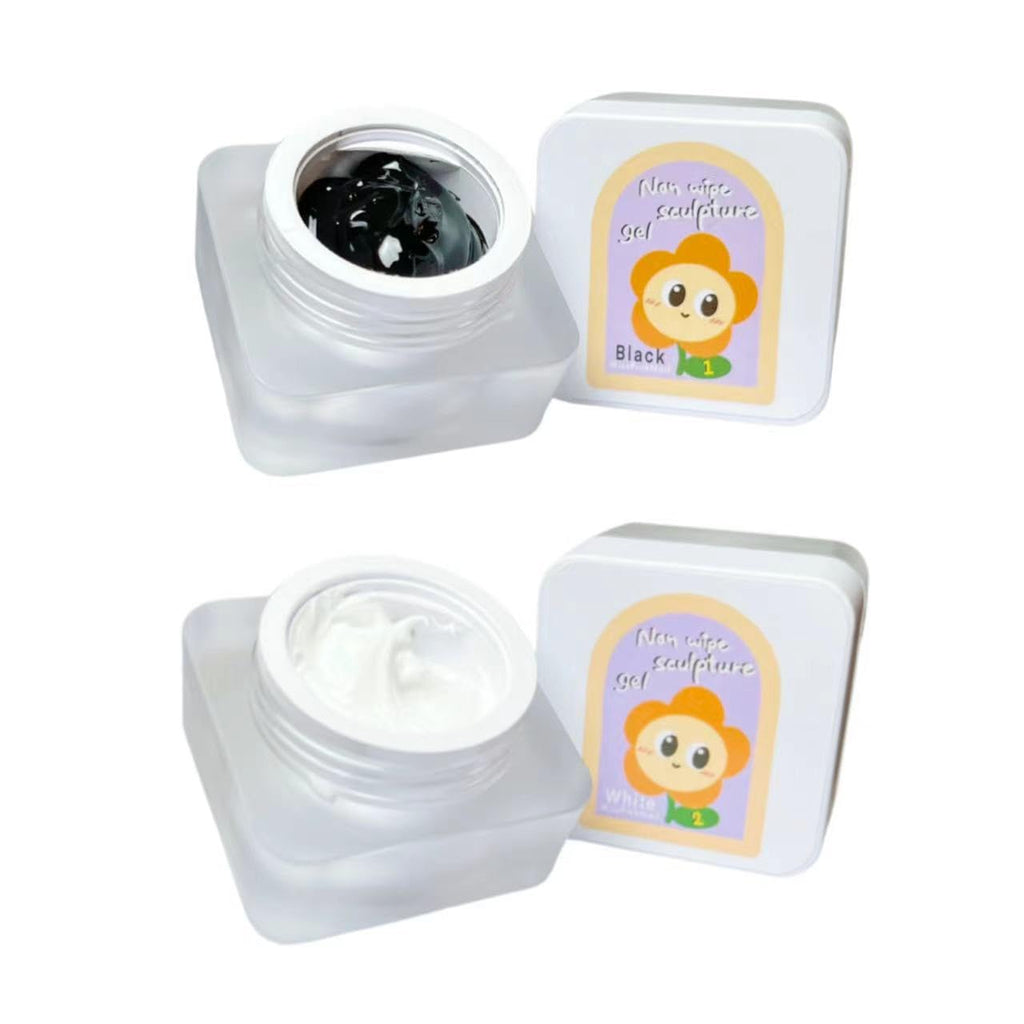 YJMyujimi Nail Gel Sculpture Gel 5g – Black & White Chrome, Clear Stroke, Non-Wipe