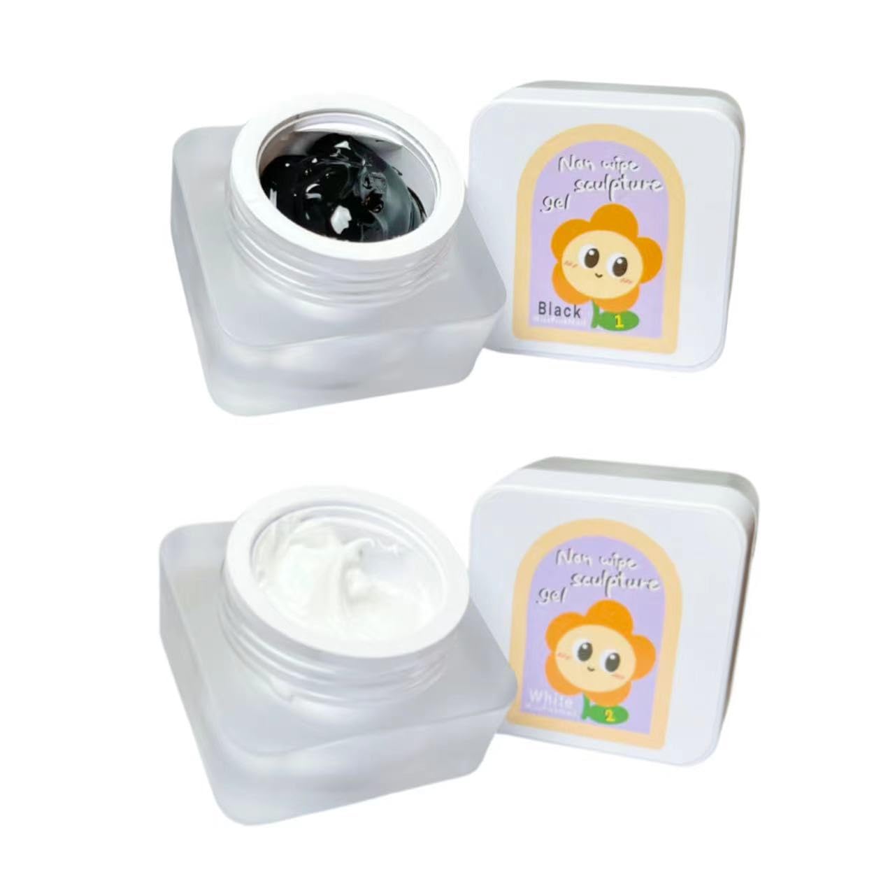 YJMyujimi Nail Gel Sculpture Gel 5g – Black & White Chrome, Clear Stroke, Non-Wipe