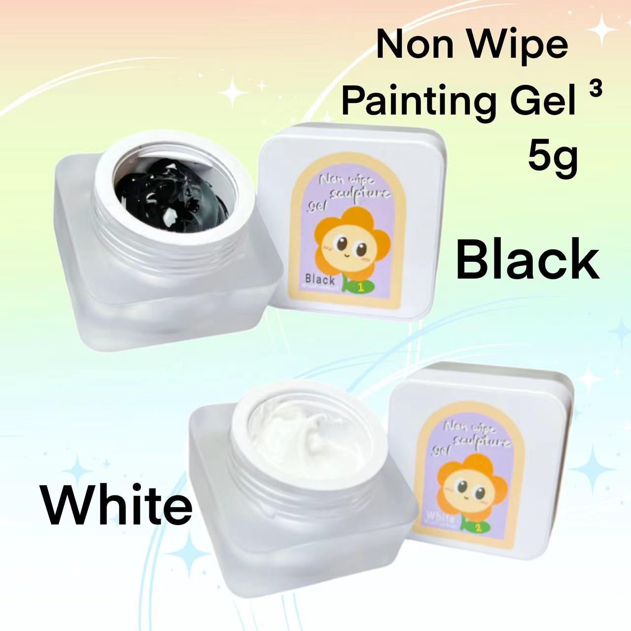 YJMyujimi Nail Gel Sculpture Gel 5g – Black & White Chrome, Clear Stroke, Non-Wipe