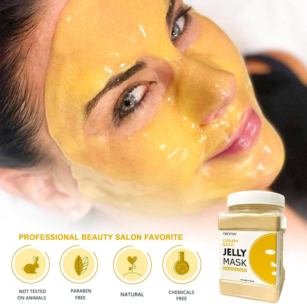 YMEYFAN 24K Gold Jelly Mask Powder – Anti-Aging, Firming & Hydrating Gel Peel for Spa & Home