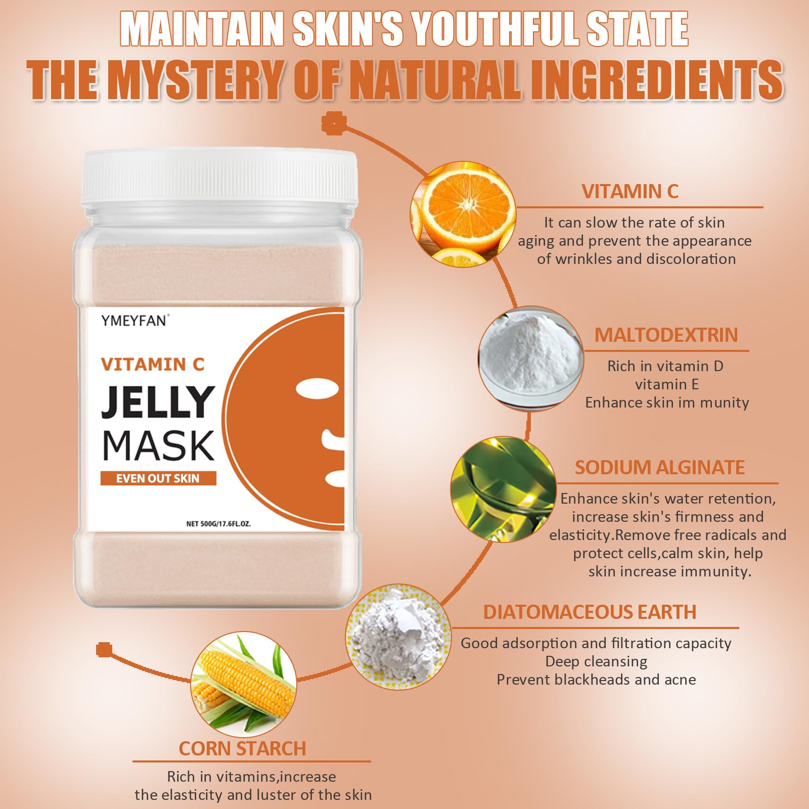 YMEYFAN Jelly Mask for Facials Professional – Vitamin C Jelly Mask Powder for Radiant Skin