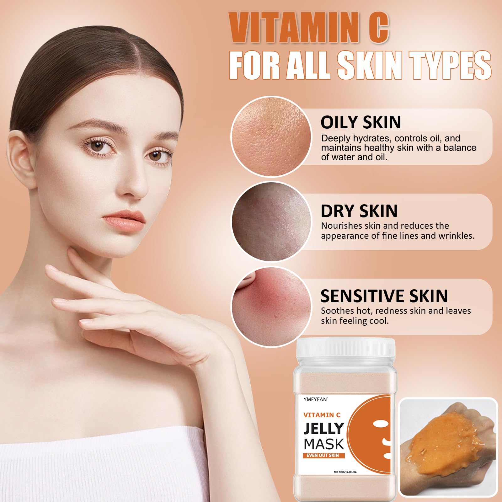 YMEYFAN Jelly Mask for Facials Professional – Vitamin C Jelly Mask Powder for Radiant Skin