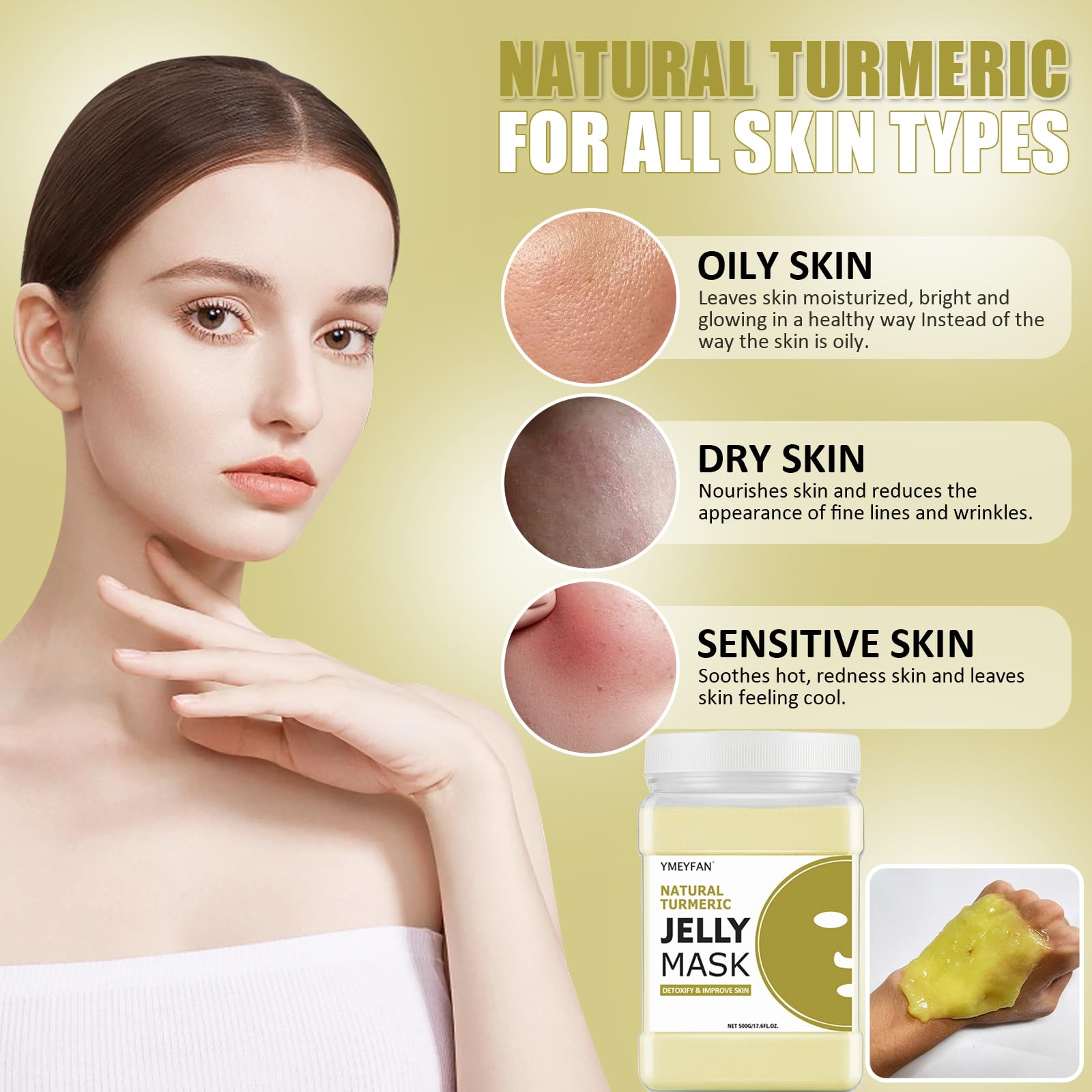 YMEYFAN Turmeric Jelly Mask Powder — Deep Cleansing & Oil Control (500g/17.6oz)