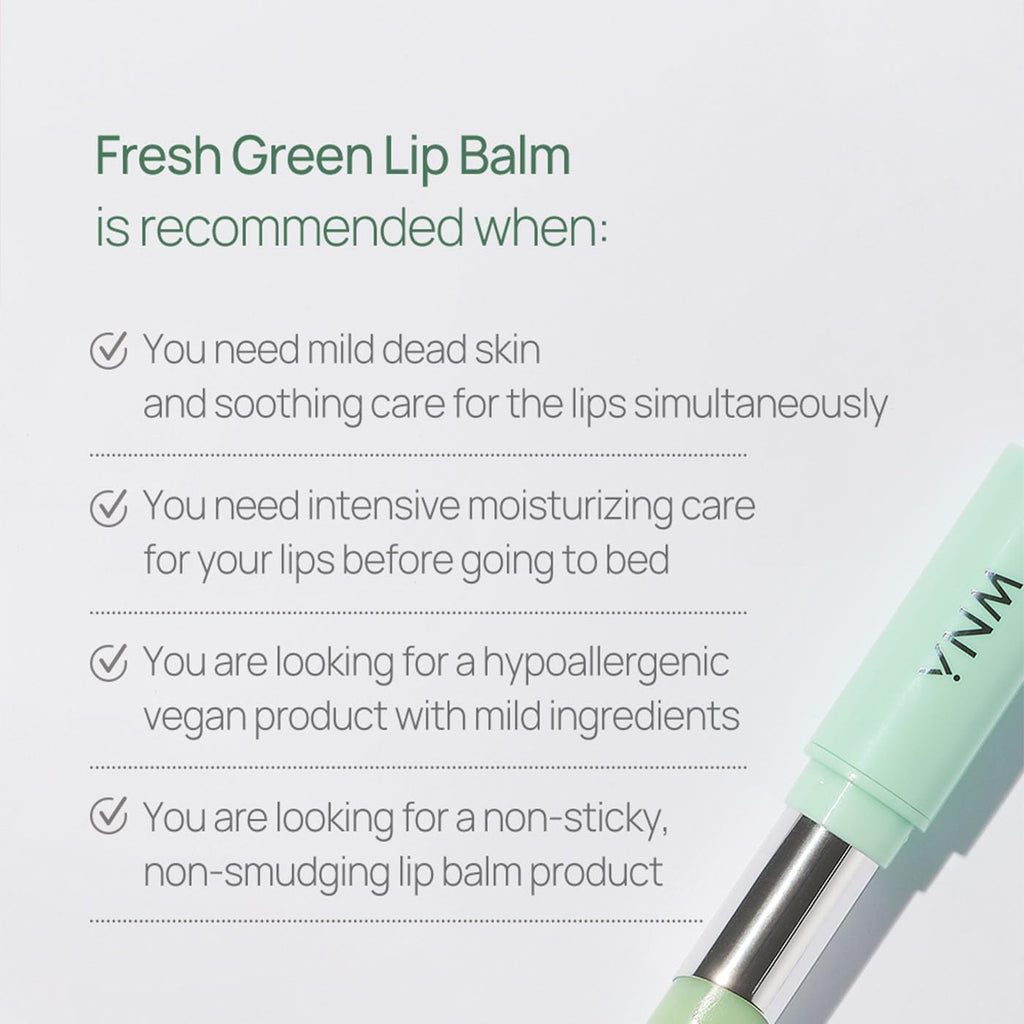 YNM Fresh Green Lip Balm – Vegan, Fragrance-Free with Centella & Ceramide NP