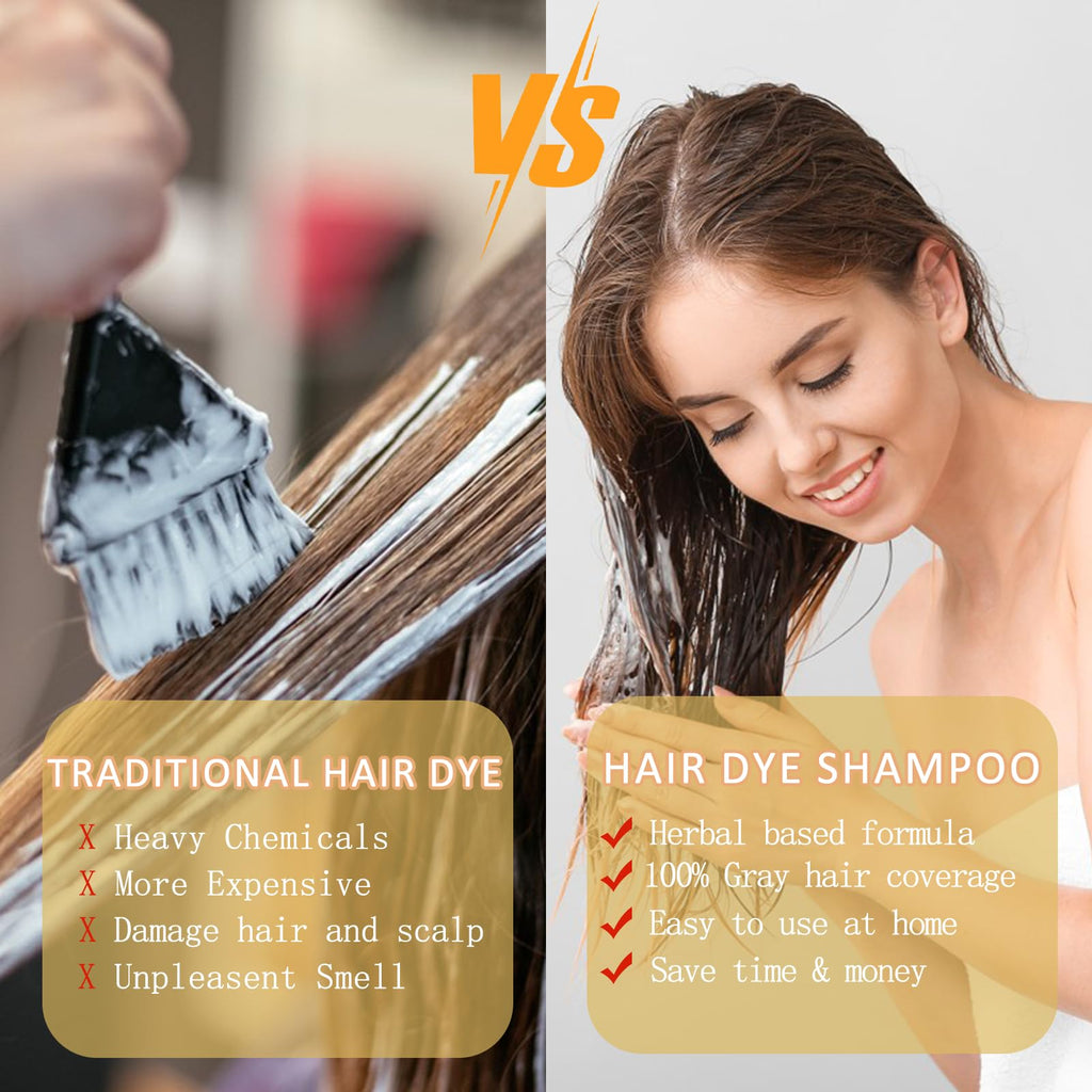 Yocisku Chestnut Brown Hair Dye Shampoo 3-in-1 for Gray Coverage | 16.9 oz