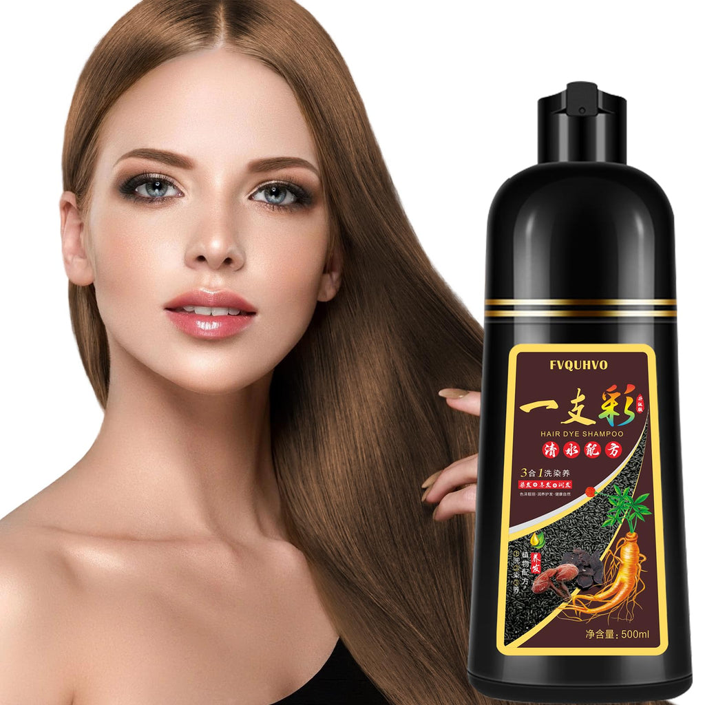 Yocisku Chestnut Brown Hair Dye Shampoo 3-in-1 for Gray Coverage | 16.9 oz