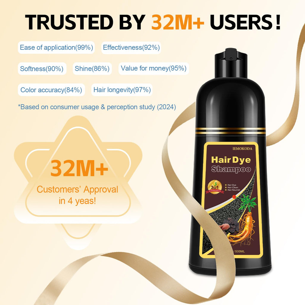 Yocisku Coffee Hair Dye Shampoo 3 in 1 — Gray Coverage, Easy At-Home Color, 16.9 Fl Oz