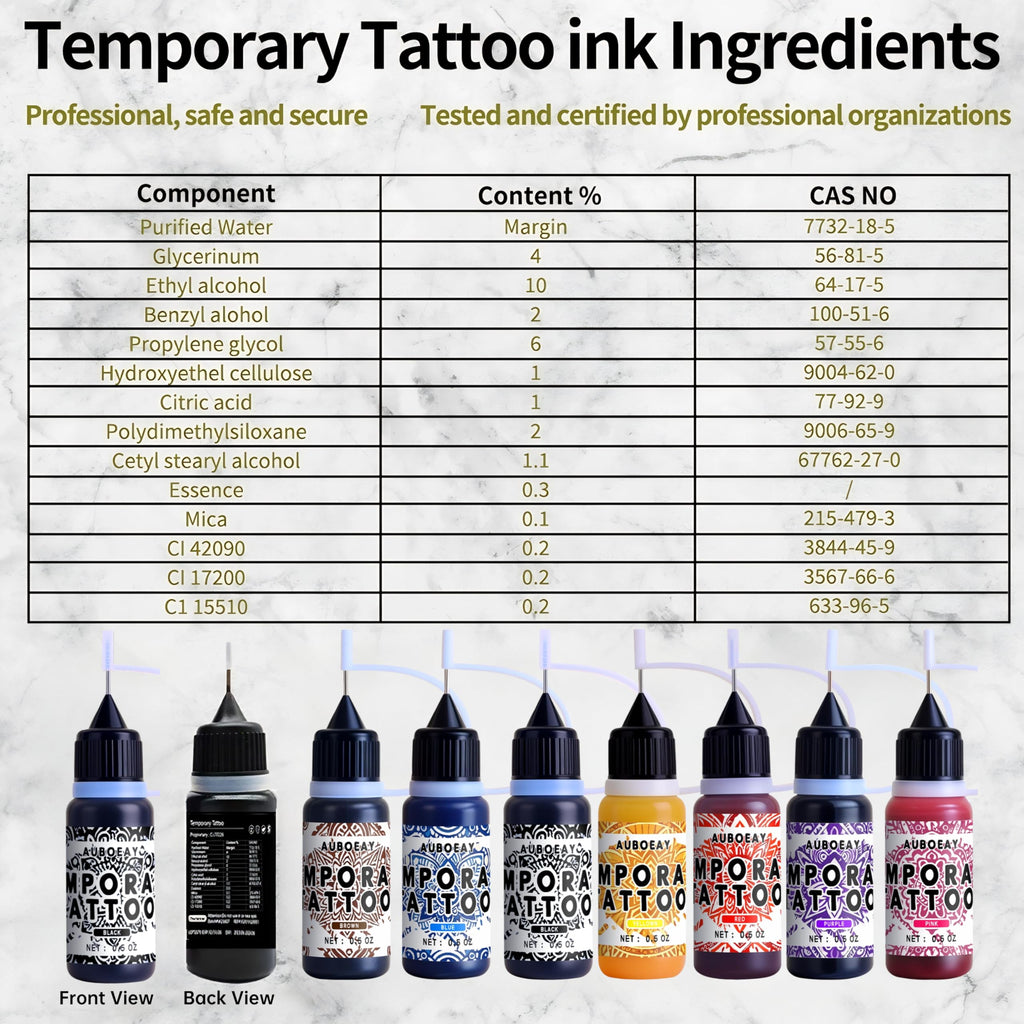 YOEALABY Temporary Tattoo Kit – 12 Ink Bottles, 11 Colors, 18 Stencils for Adults & Kids | Safe & Easy DIY Tattoos