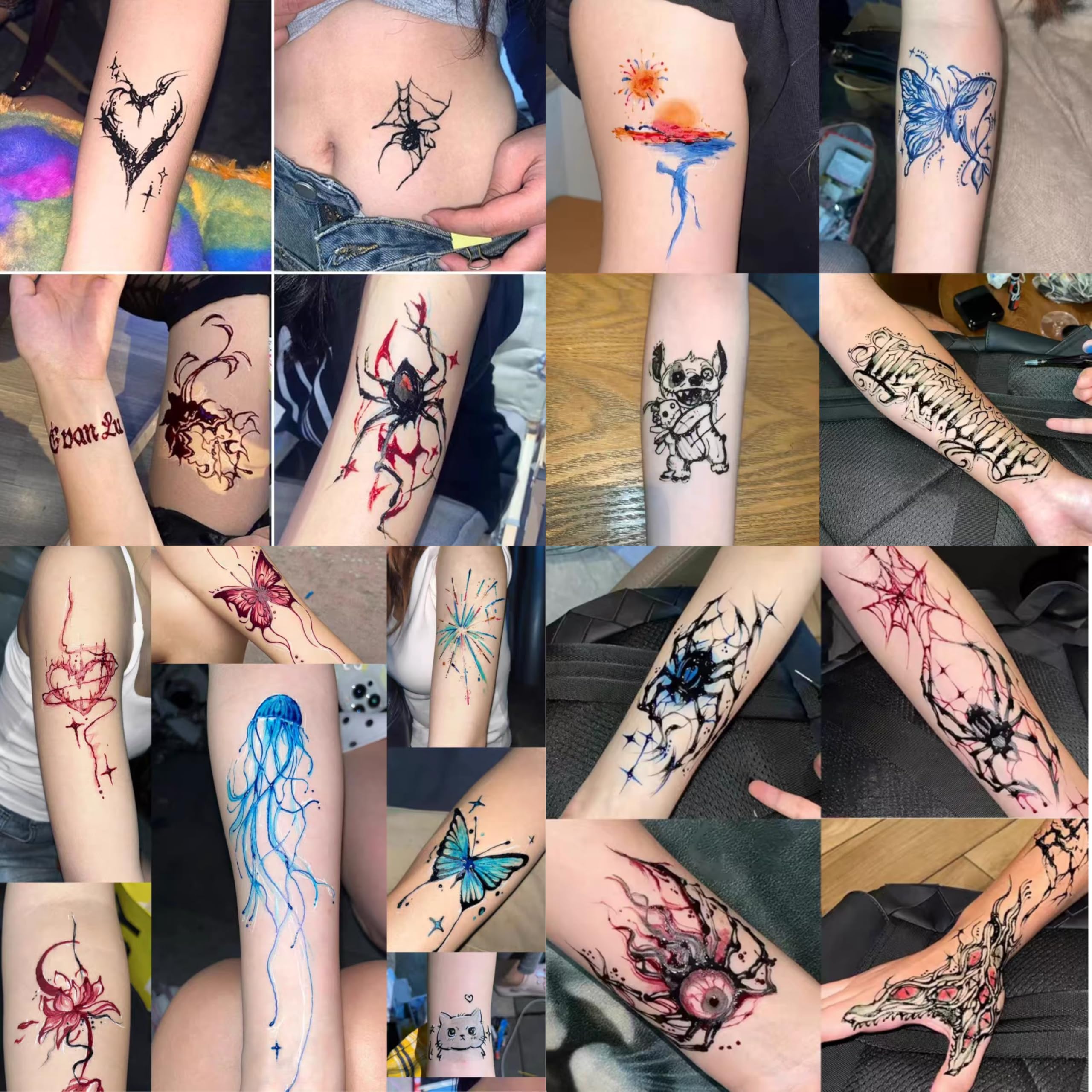 YOEALABY Temporary Tattoo Kit – 12 Ink Bottles, 11 Colors, 18 Stencils for Adults & Kids | Safe & Easy DIY Tattoos