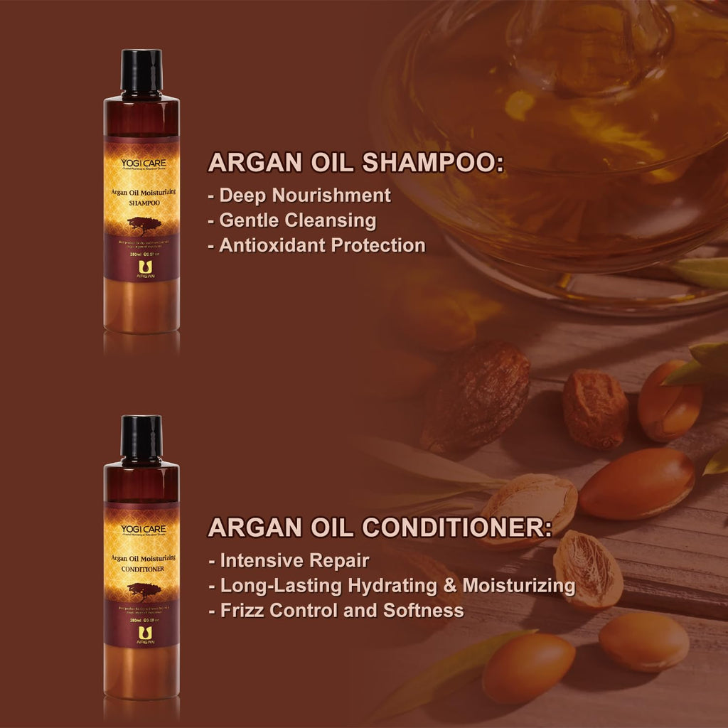 YOGI CARE Argan Oil Shampoo & Conditioner Set – Moisturizing, Sulfate-Free Moroccan Hair Care