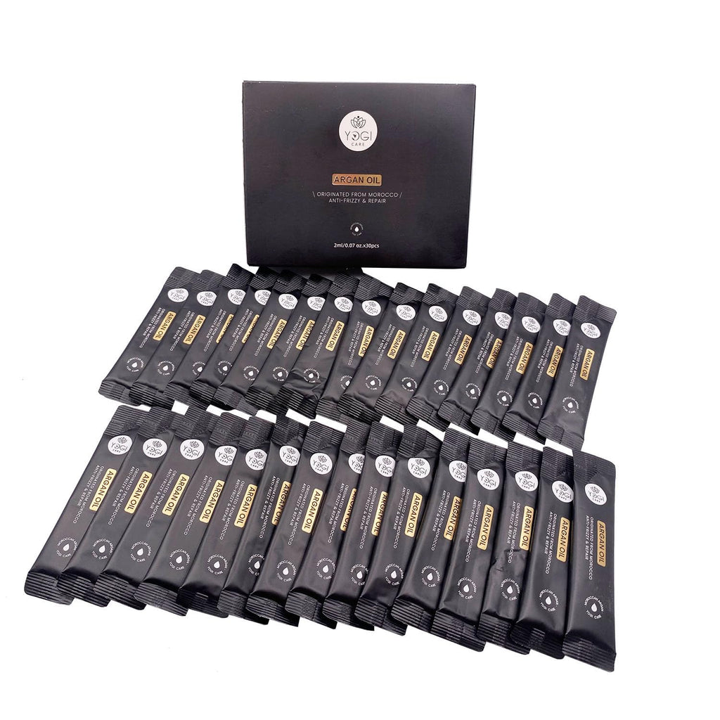 YOGI CARE 30-Pack Mini Moroccan Argan Oil Hair Serum – Travel-Size, Non-Greasy Frizz Control