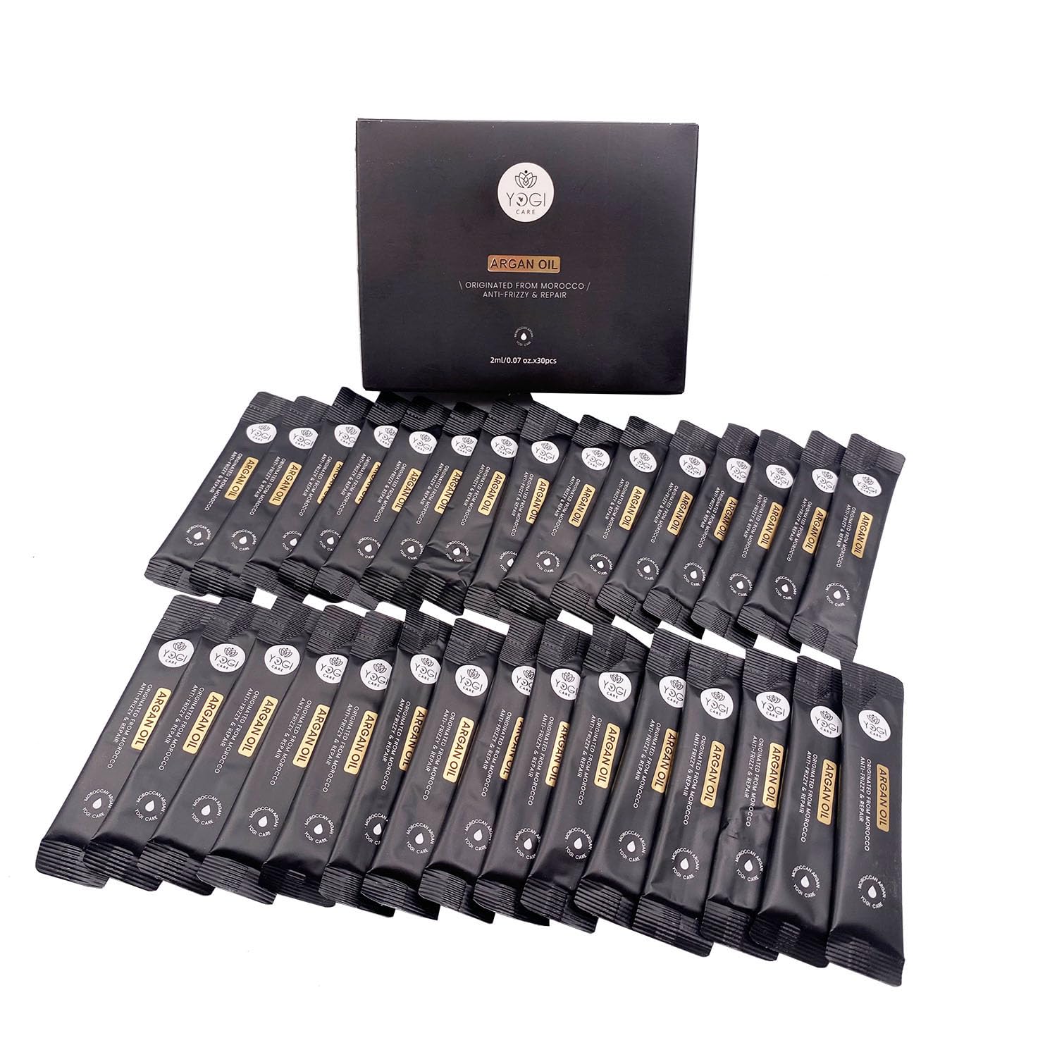 YOGI CARE 30-Pack Mini Moroccan Argan Oil Hair Serum – Travel-Size, Non-Greasy Frizz Control