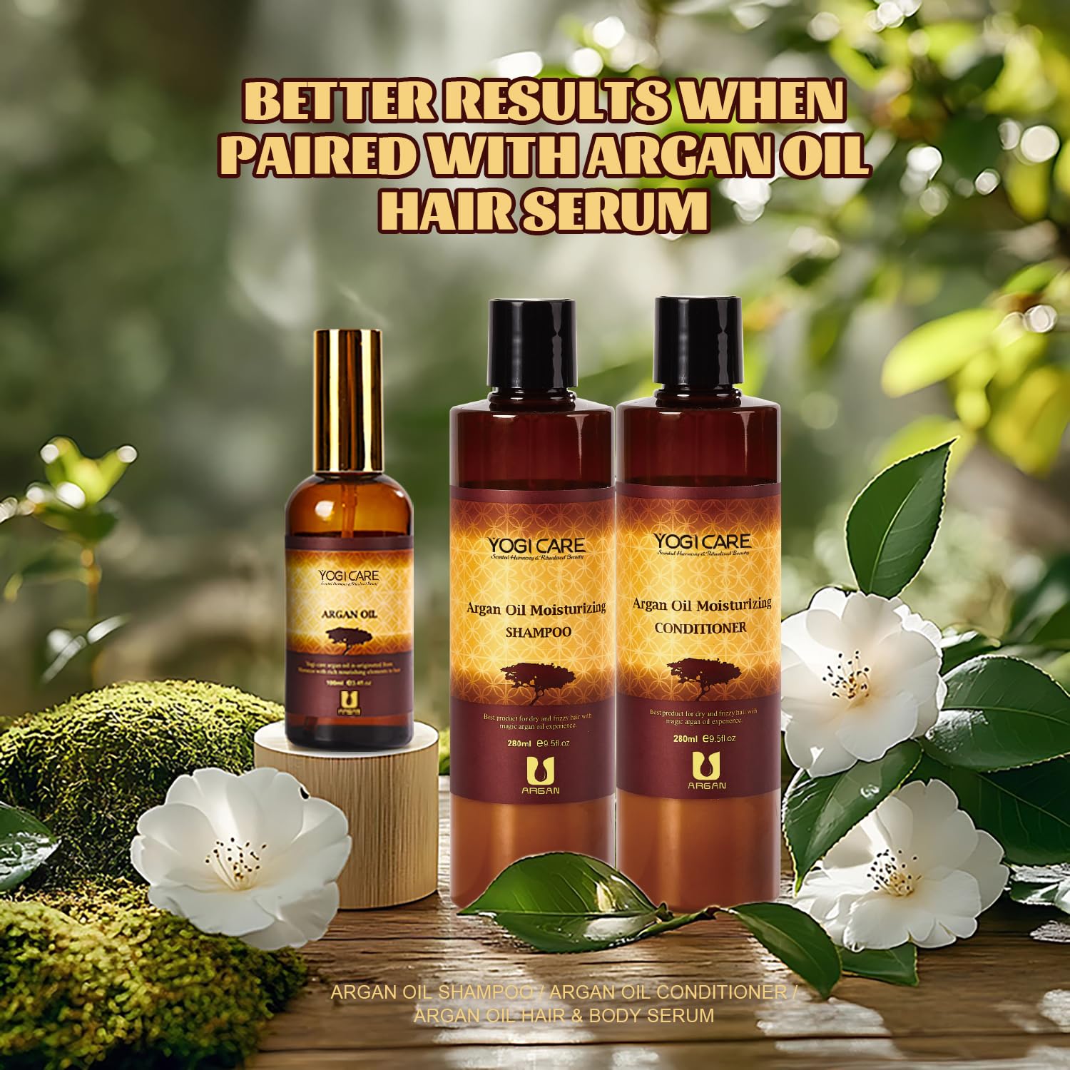 YOGI CARE Argan Oil Shampoo & Conditioner Set – Moisturizing, Sulfate-Free Moroccan Hair Care