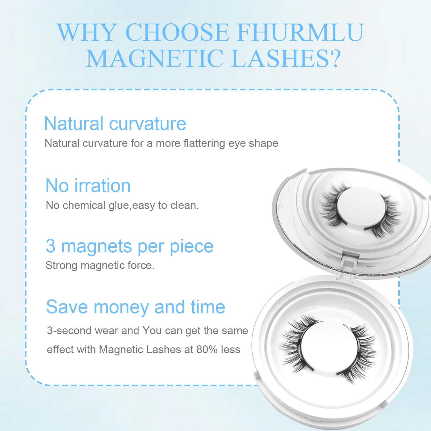 Yogkuse Hunnyfit Magnetic Eyelashes with Applicator – No Glue Needed, Reusable Natural Look
