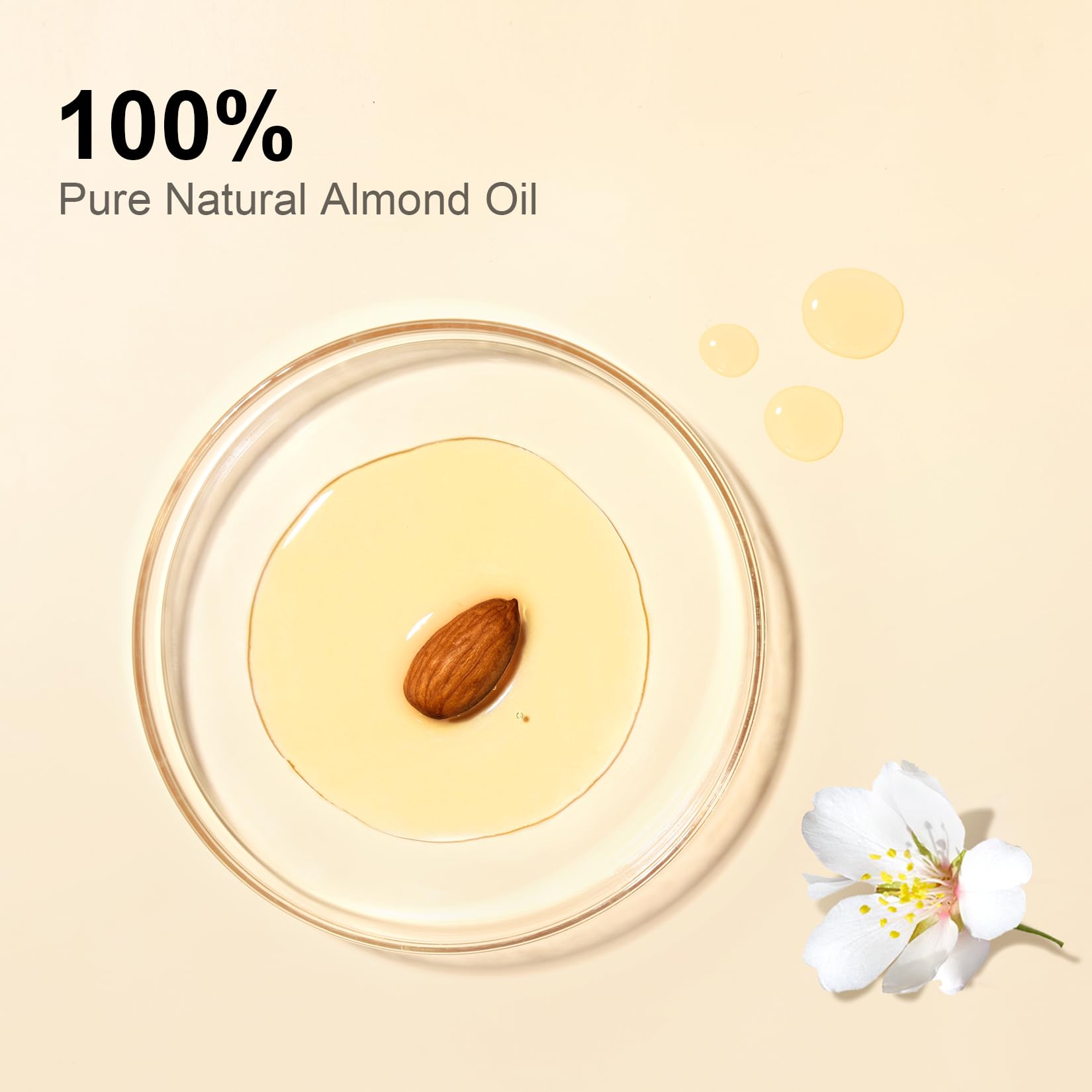 Yoken Organic Almond Oil 32 oz - Cold Pressed in Amber Glass Bottle