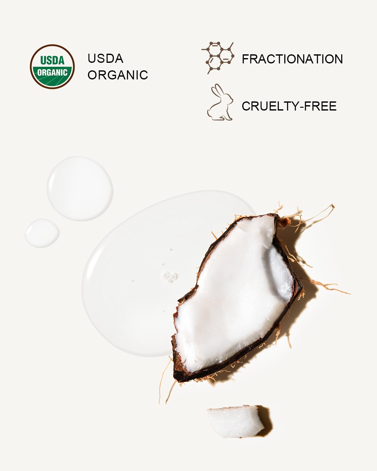 Yoken USDA Organic Fractionated Coconut Oil – 8 oz, Pure Liquid for Face & Body, Unscented, Hexane Free
