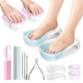 Yokilly Hand & Foot Nail Soaking Bowl Set – 12-Piece Large, Acetone-Proof PT Material (Pink/Clear)