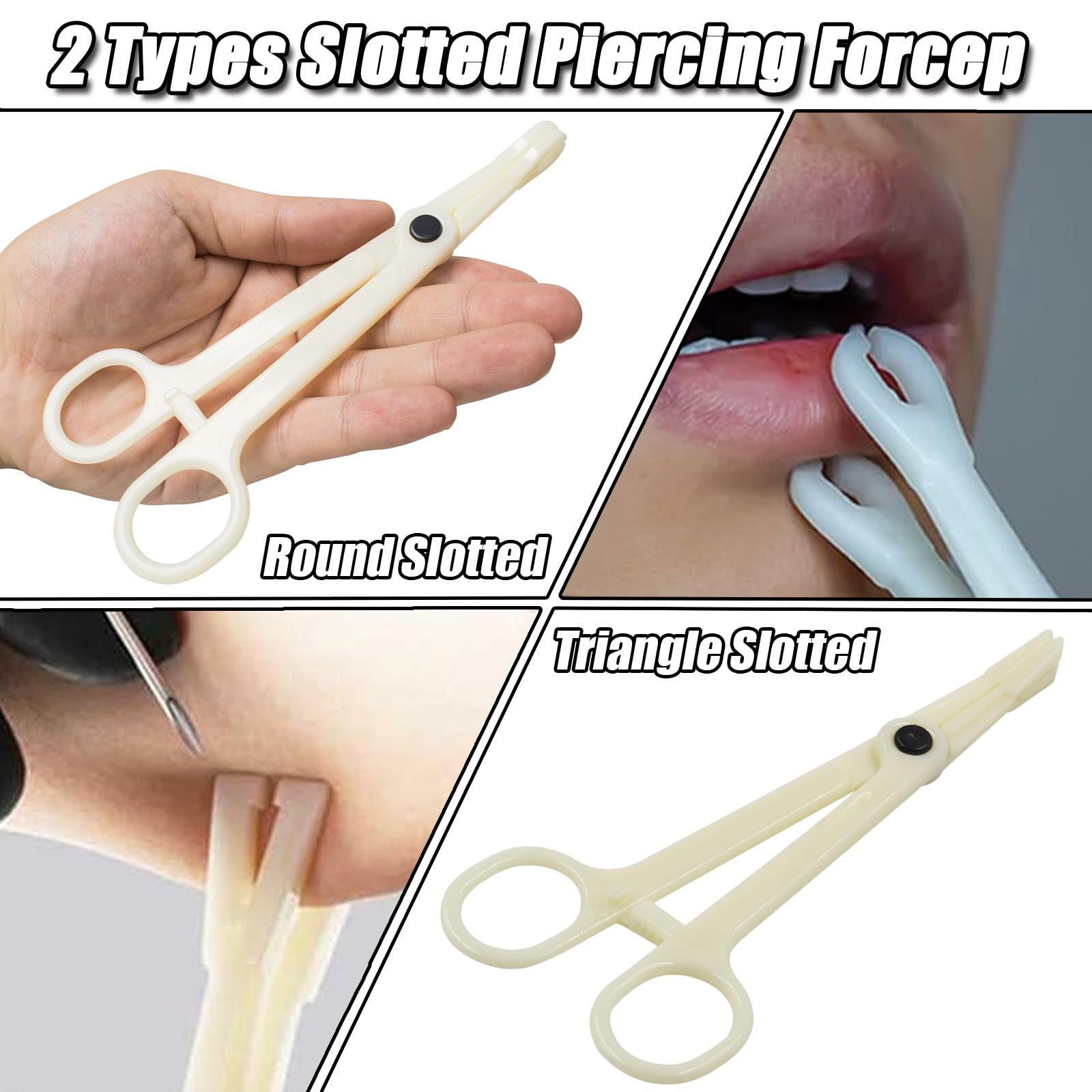 YONGDA Piercing Clamps Set 20pcs – Disposable PVC, Self-Locking, Round & Triangle Slotted